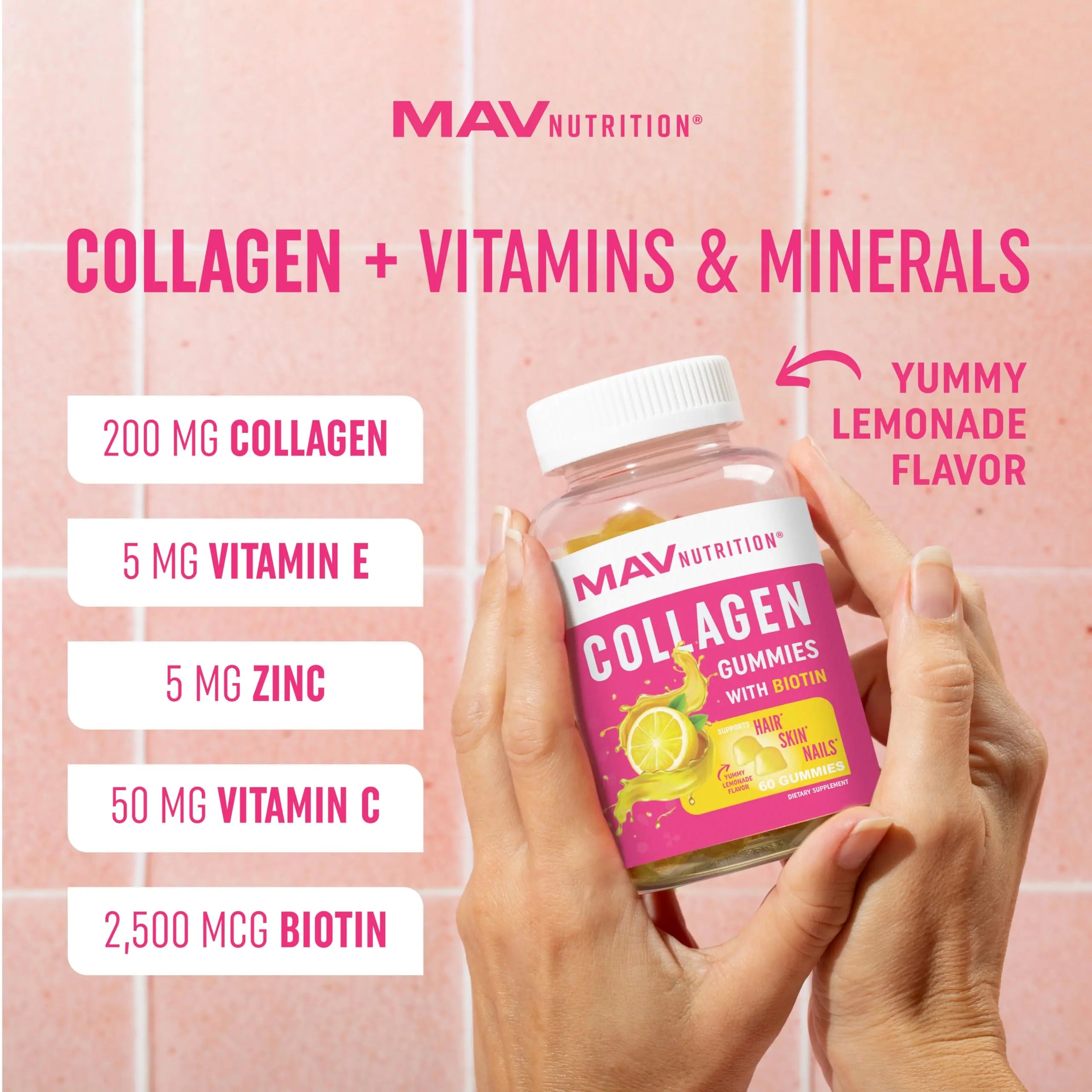 Collagen Gummies for Women | 200mg Hydrolyzed Collagen + 2500mcg Biotin, with Vitamin C, E & Zinc MAV NUTRITION Au supplements