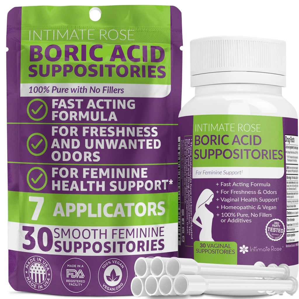 Intimate Rose Boric Acid Suppositories + 15 Count Vaginal Suppository Applicator + pH Test Strips Intimate Rose Au supplements