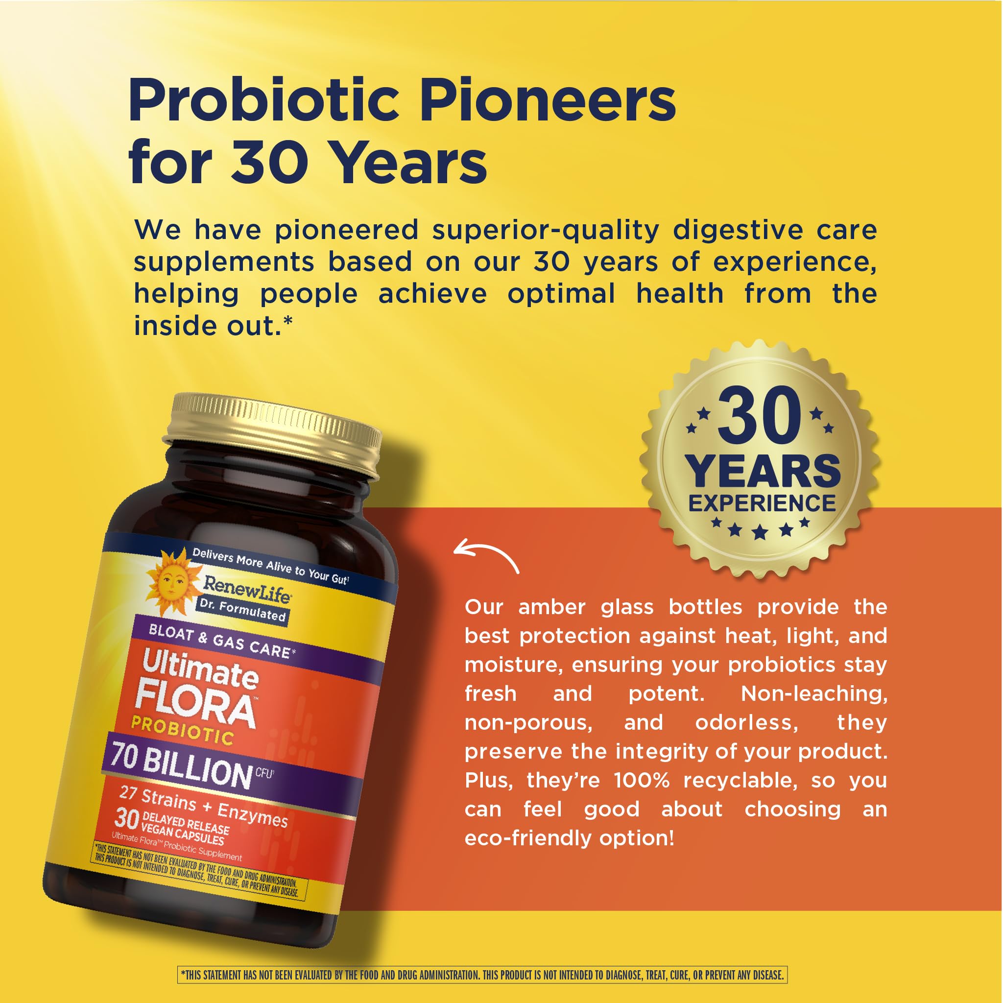 Renew Life Ultimate Flora Probiotics Bloat & Gas Support 70 Billion CFU Delayed Release Vegan Capsules | Doctor Formulated | Digestive Health | Immune Health | Dairy Free | 30 Count Renew Life Au supplements