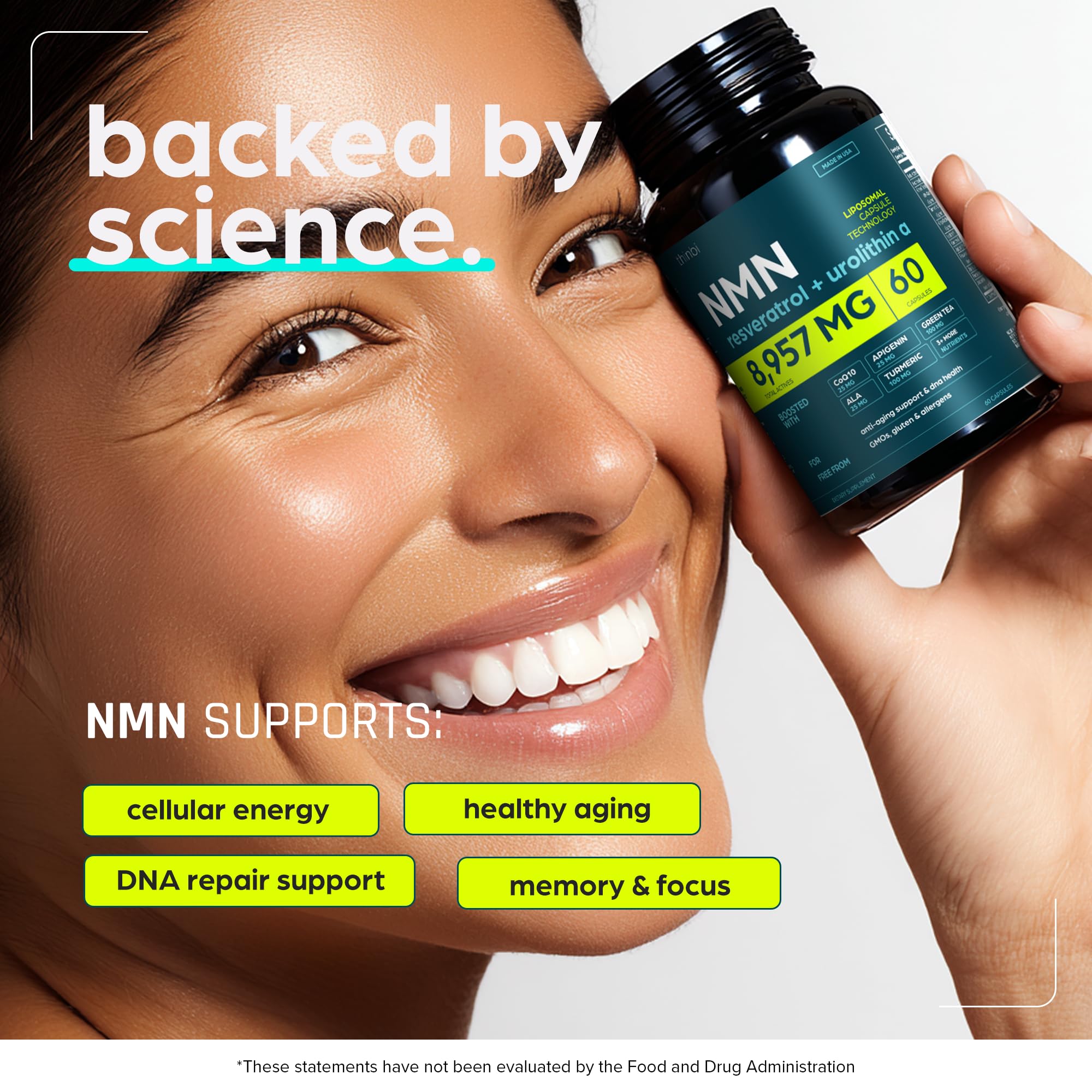 NMN Supplement 8957mg with Real NAD+ Not Just a Booster | Urolithin A, Resveratrol, CoQ10, Alpha Lipoic Acid, Green Tea Extract | Cellular Longevity & Energy Support for Men & Women Thinbi Au supplements