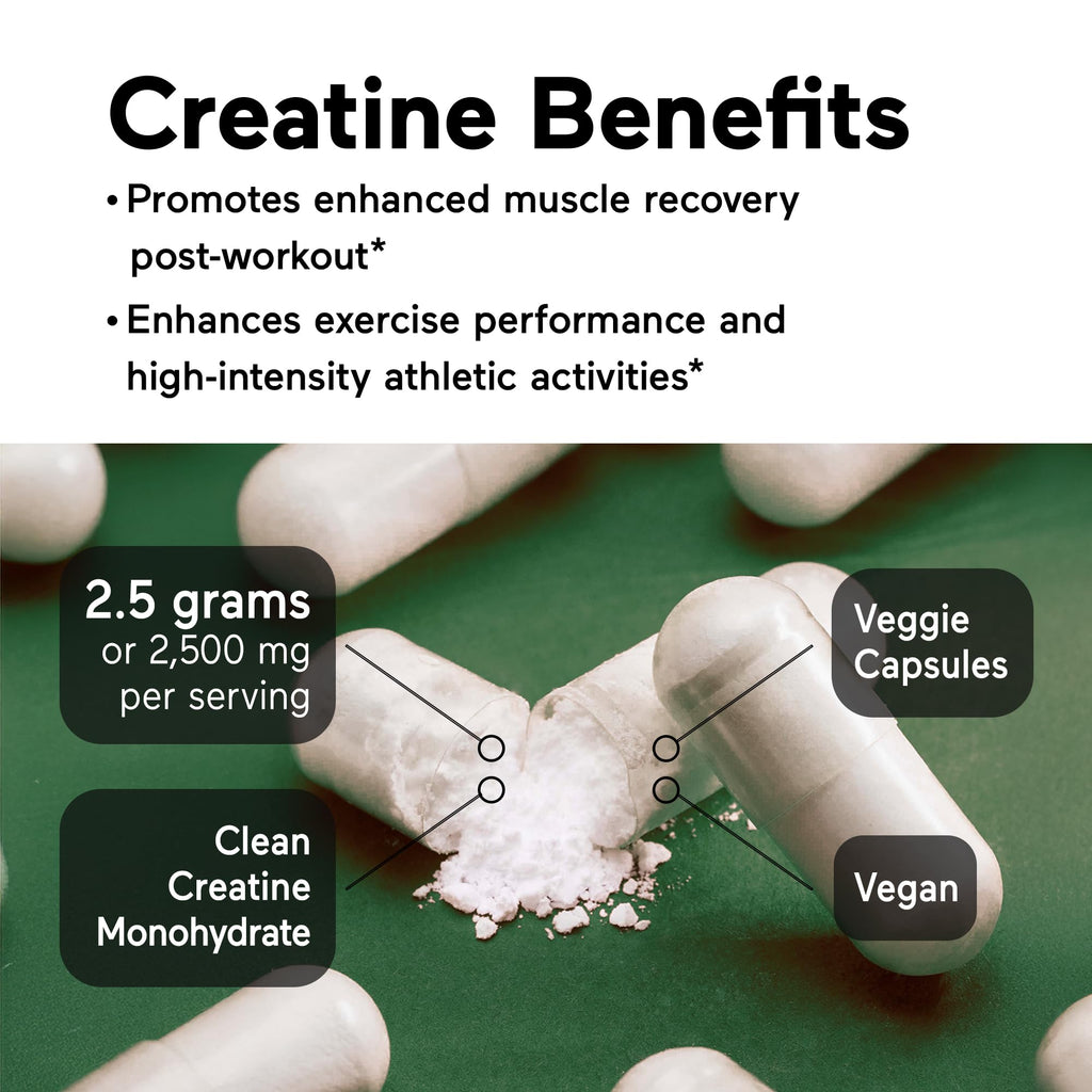 SMARTERNUTRITION Creatine Monohydrate Pills with 2500mg (2.5g) Per Serving, Vegan Capsules - Pre & Post Workout Recovery Support, Promotes Muscle Mass &. Endurance - 60 Count[30-Day Supply] SMARTERNUTRITION Au supplements