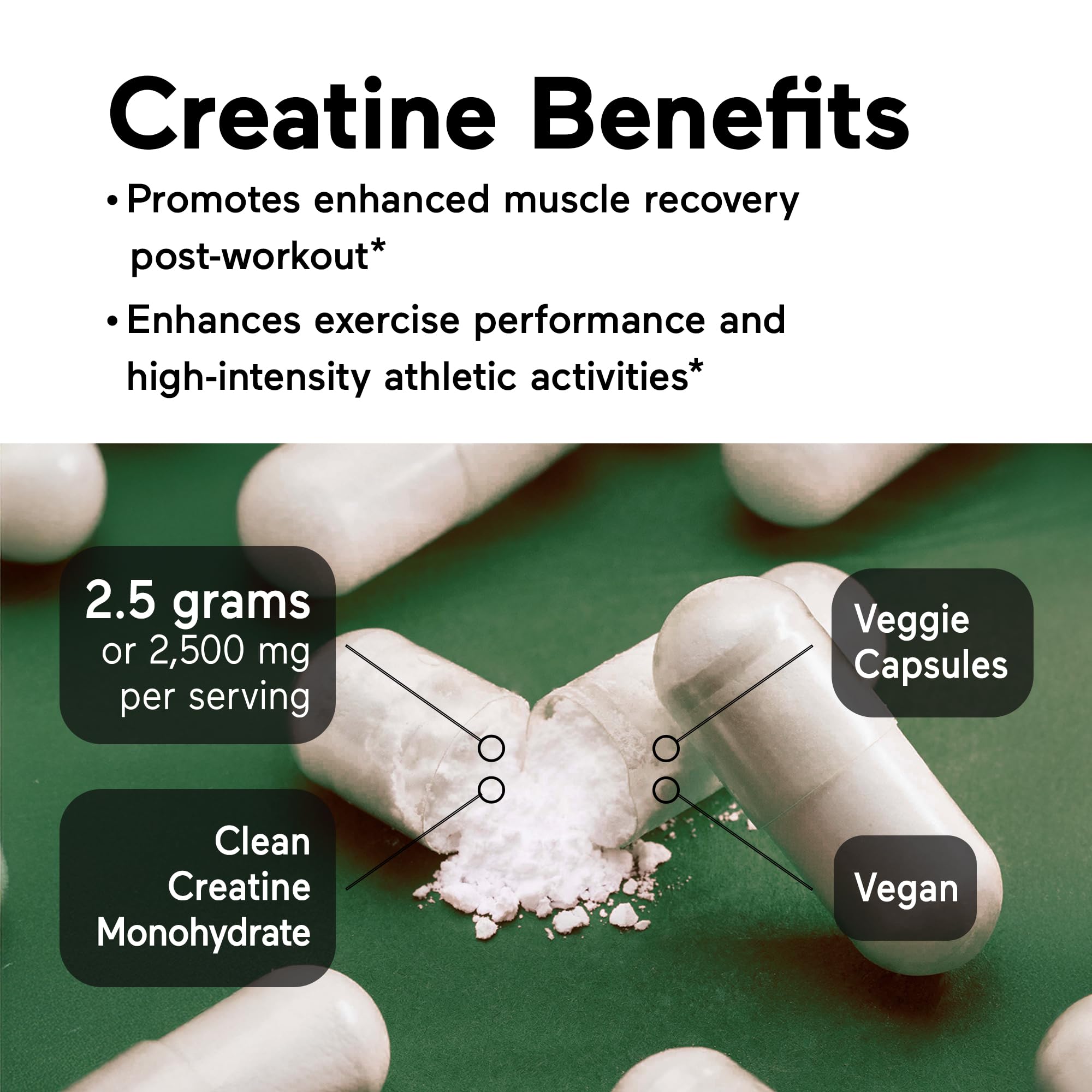 SMARTERNUTRITION Creatine Monohydrate Pills with 2500mg (2.5g) Per Serving, Vegan Capsules - Pre & Post Workout Recovery Support, Promotes Muscle Mass &. Endurance - 60 Count[30-Day Supply] SMARTERNUTRITION Au supplements