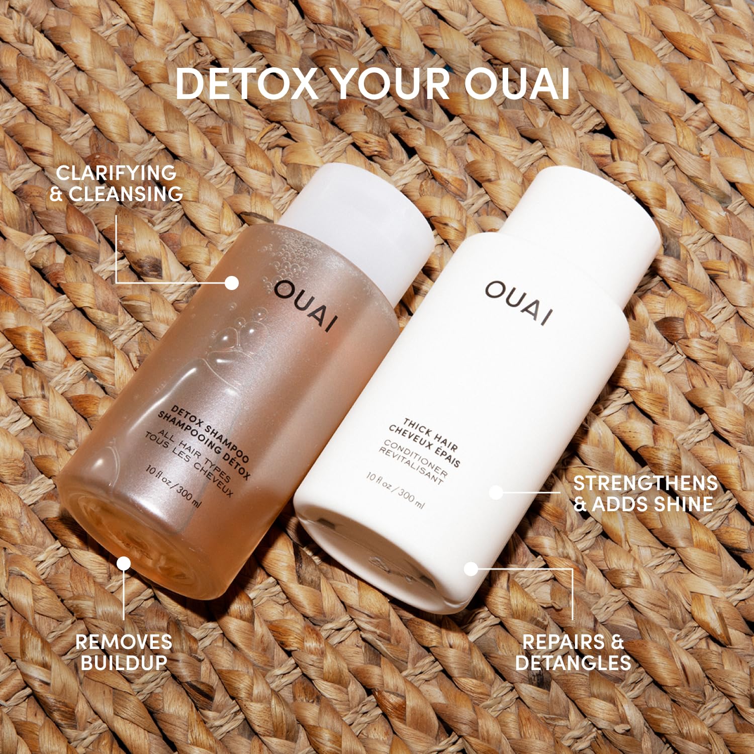 OUAI Detox Shampoo & Thick Hair Conditioner Bundle - Clarifying Shampoo for Build Up, Dirt, Oil, Product and Hard Water & Moisturizing Conditioner for Thick Hair (2 Count) OUAI Au supplements