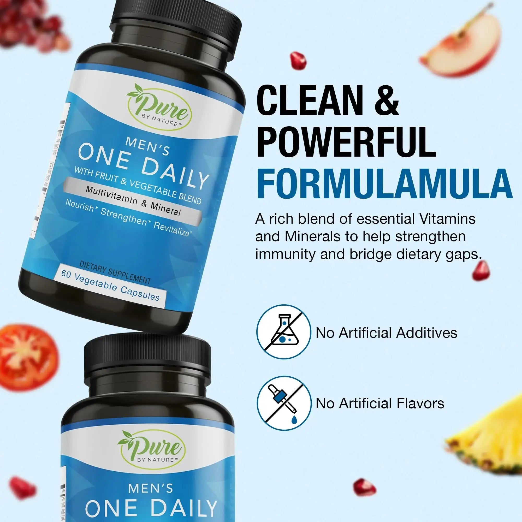 Pure By Nature One-Daily Multivitamin for Men, Immune Support Supplement with Non-GMO Ingredient, Vitamin & Minerals for Energy, 60 Veggie Capsules Pure By Nature Au supplements