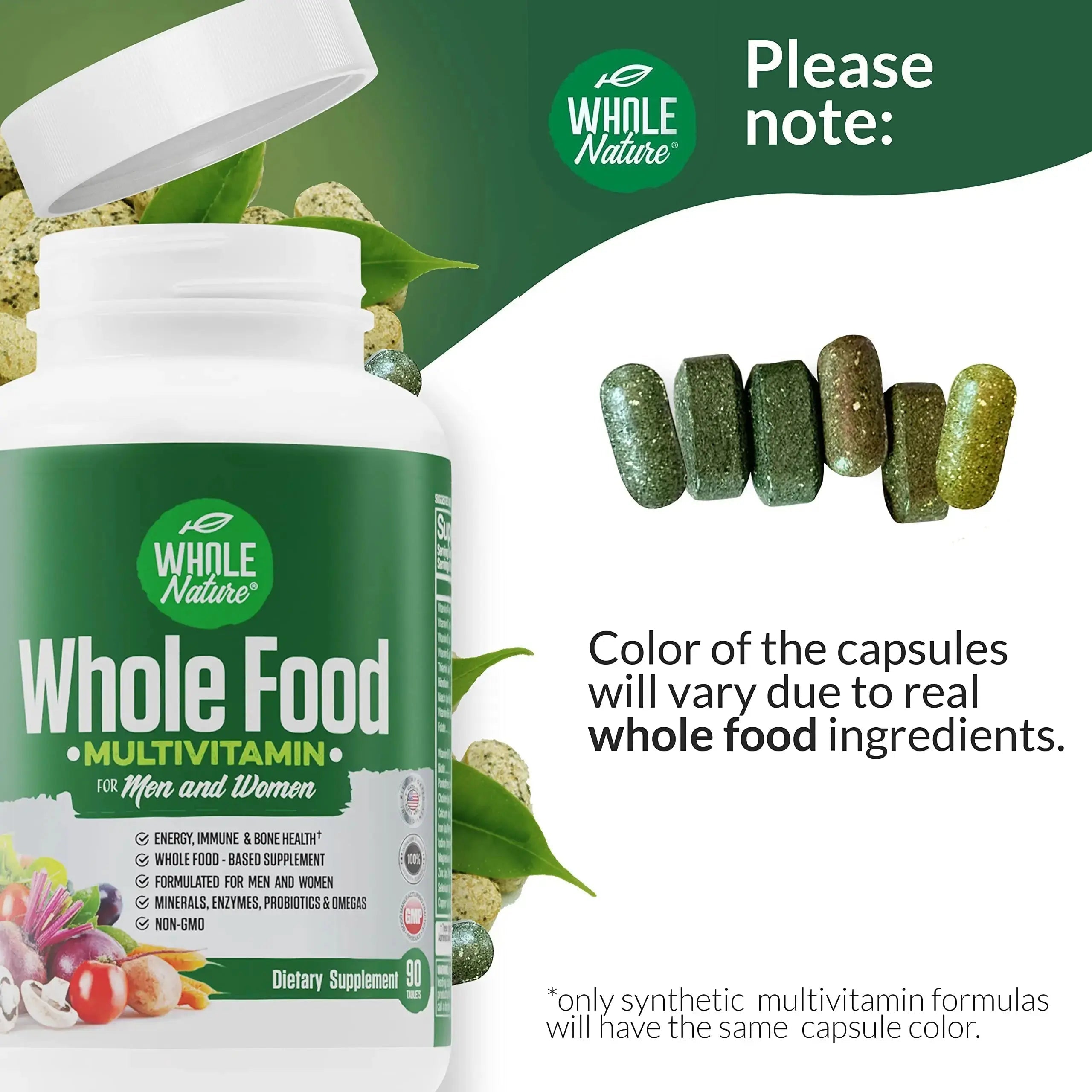 Whole Nature Whole Food Multivitamin for Men and Women Complete Daily Superfood Vitamins Plus Minerals Digestive Enzymes Whole Nature Au supplements