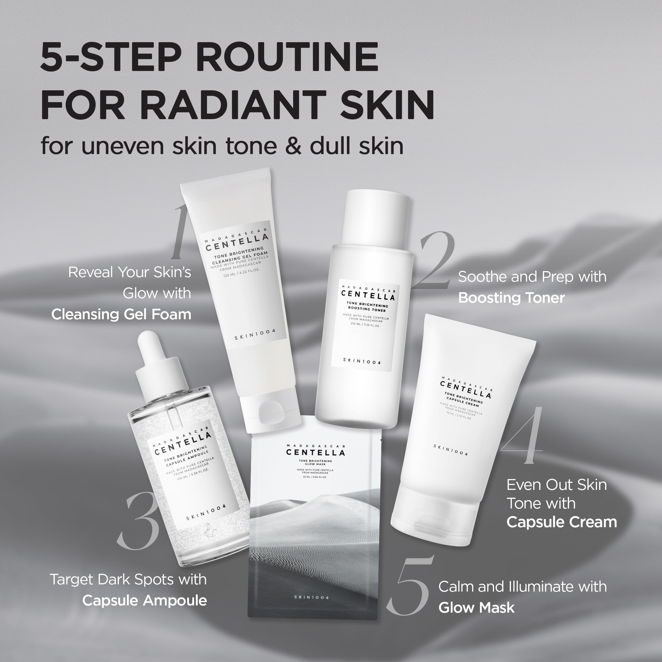 SKIN1004 Tone Balancing Capsule Ampoule, Niacinamide & Centella Serum for Face, Korean Hydrating Facial Serum for Unevne Skin Tone