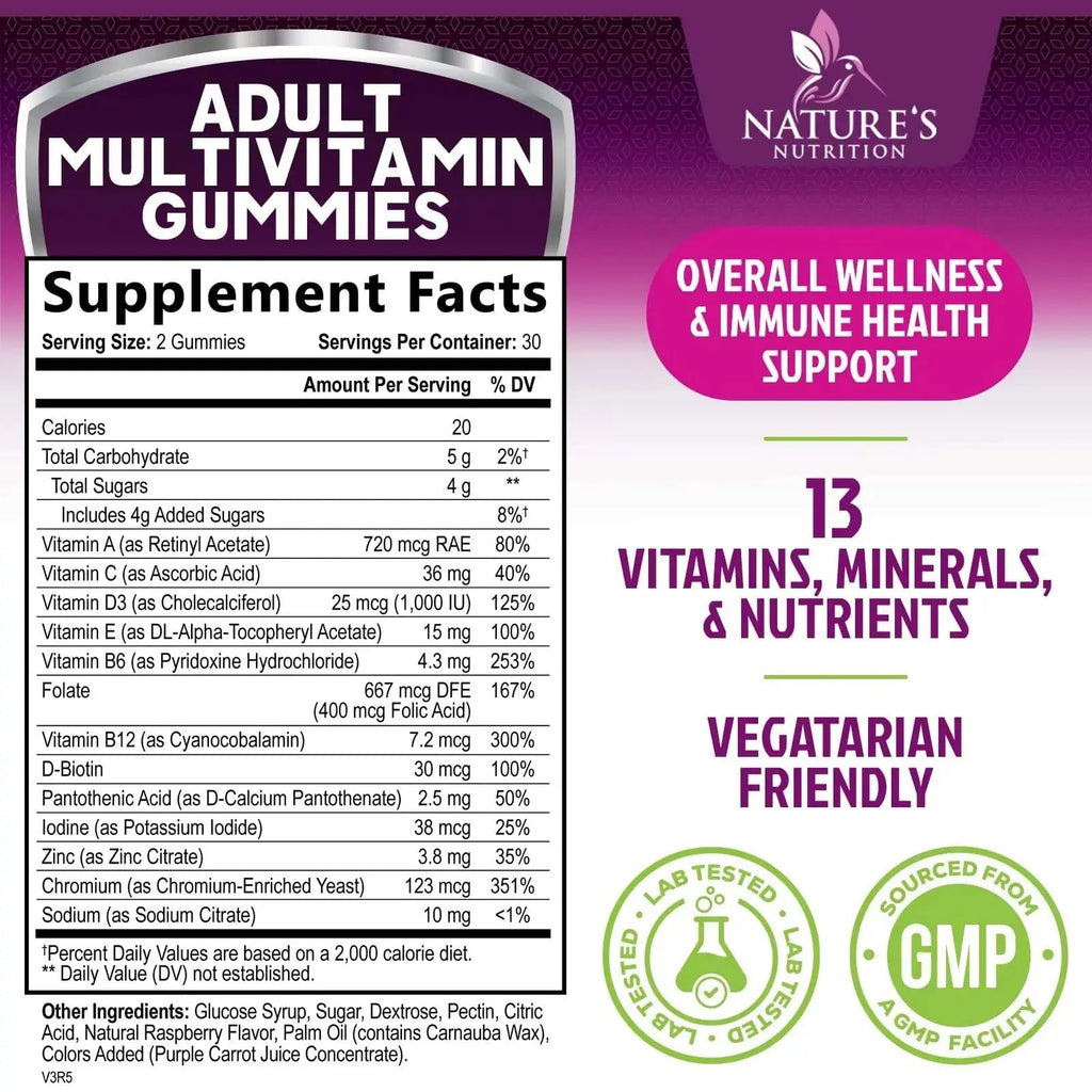 Multivitamin Gummies for Adult with Vitamins A, C, D, B12 - Gummy Multivitamins for Daily Nutritional Support Nature's Nutrition Au supplements