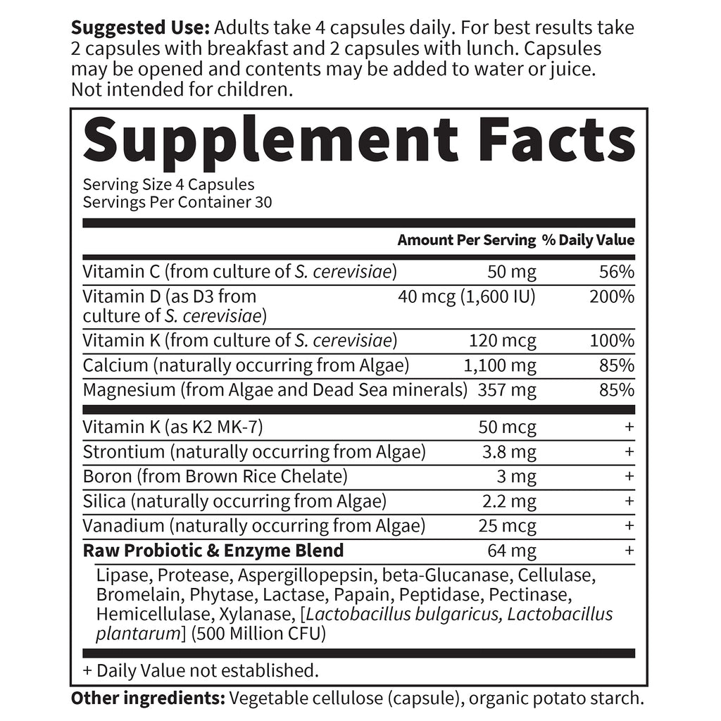 Garden of Life Raw Calcium Supplement for Women and Men - Vitamin Code Made from Whole Foods with Magnesium, K2, Vitamin D3 and Vitamin C