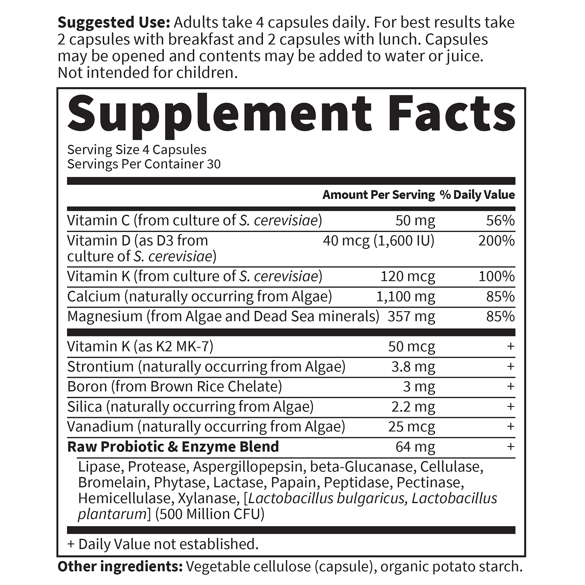 Garden of Life Raw Calcium Supplement for Women and Men - Vitamin Code Made from Whole Foods with Magnesium, K2, Vitamin D3 and Vitamin C