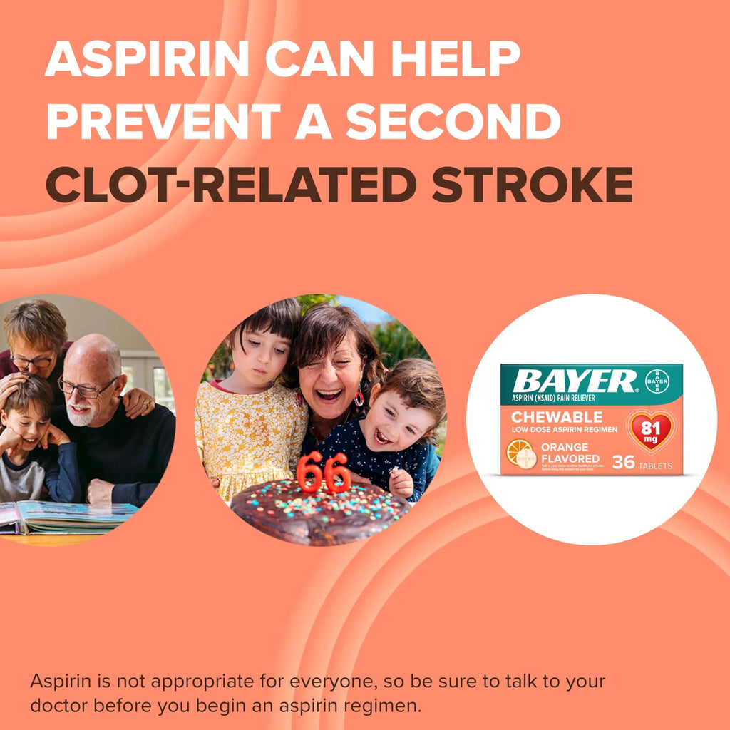 Bayer Aspirin Low Dose 81 mg Chewable Tablets, Pain Reliever, Orange Flavored, 216 Tablets (6 Pack) Bayer Au supplements