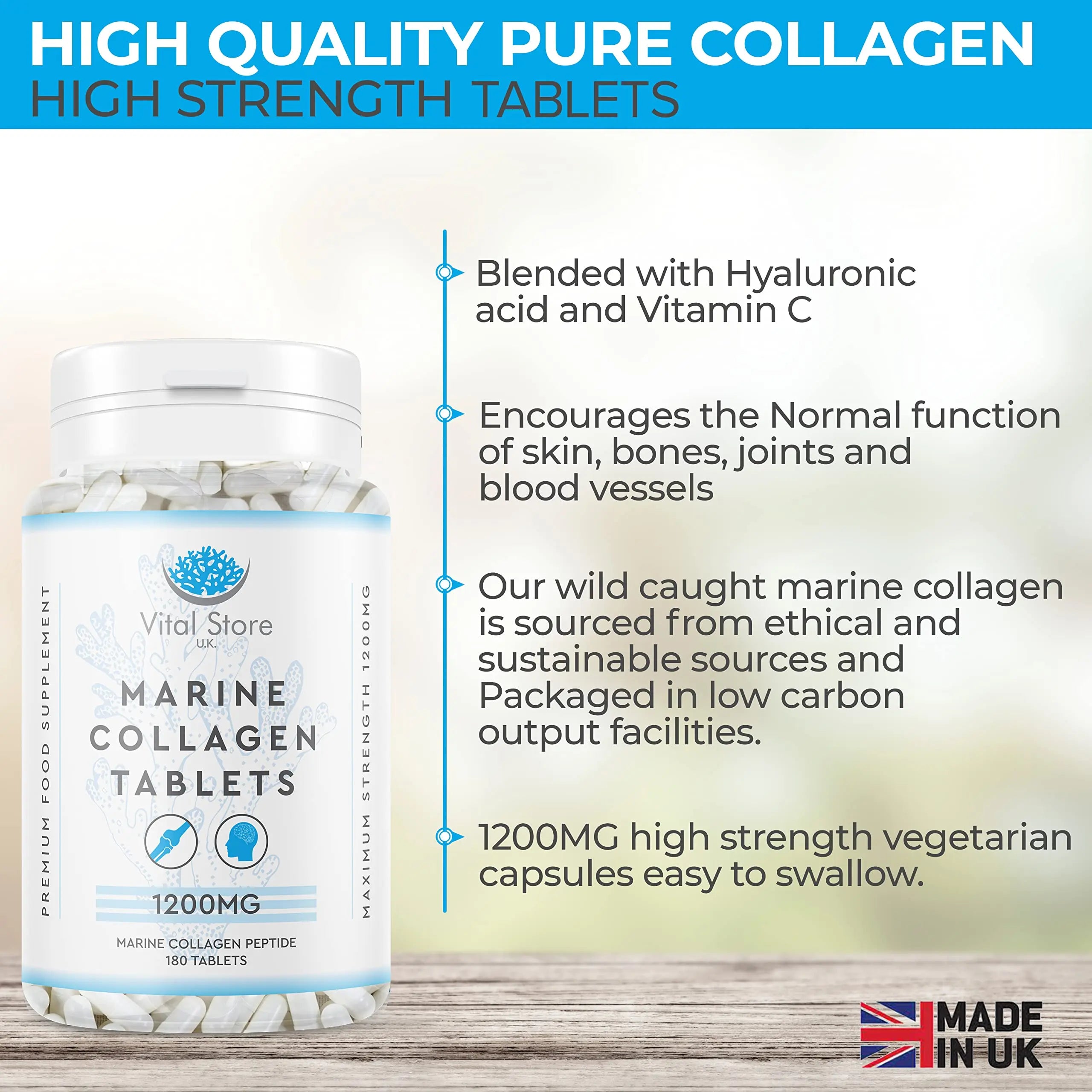 Marine Collagen Peptide Tablets 1200MG - 6 Month Supply - 180 High Strength Collagen Tablets My Store Au supplements