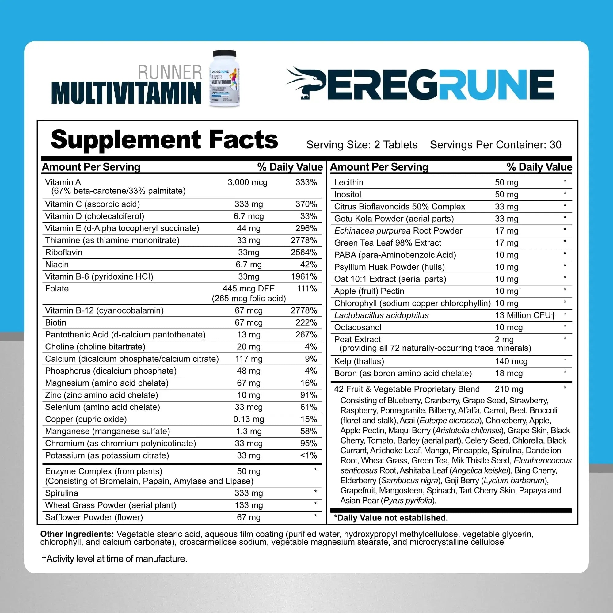 PEREGRUNE Runner Multivitamin & Joint Support Supplement | Antioxidants, Complete B-Complex & Probiotics to Support Energy PEREGRUNE Au supplements