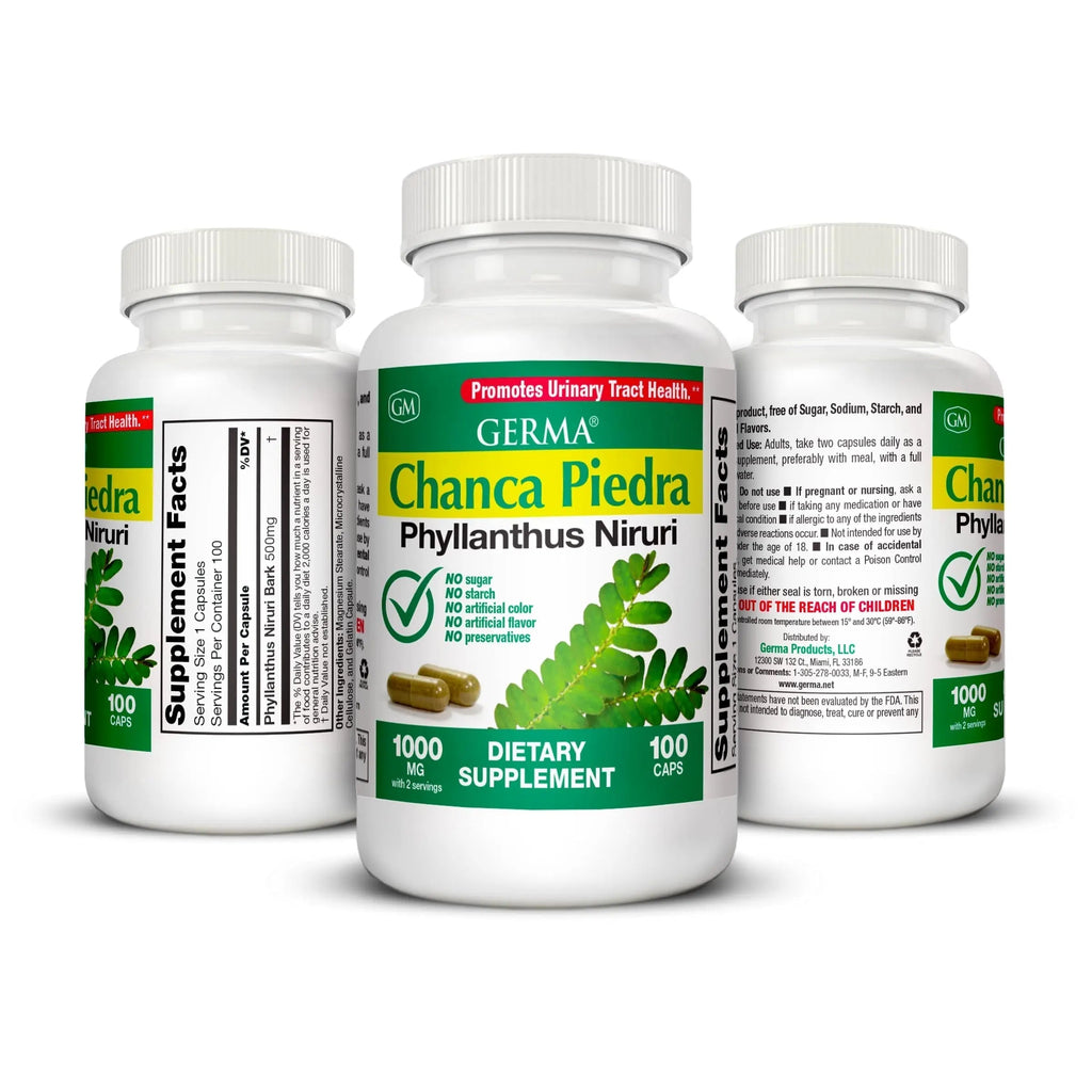 Germa Chanca Piedra Supplement – 500mg Phyllanthus Niruri – Traditional Stone Breaker Herb for Urinary & Kidney Support – Rainforest Botanical – 100% Natural Vegan Capsules, 100 Count Germa Au supplements