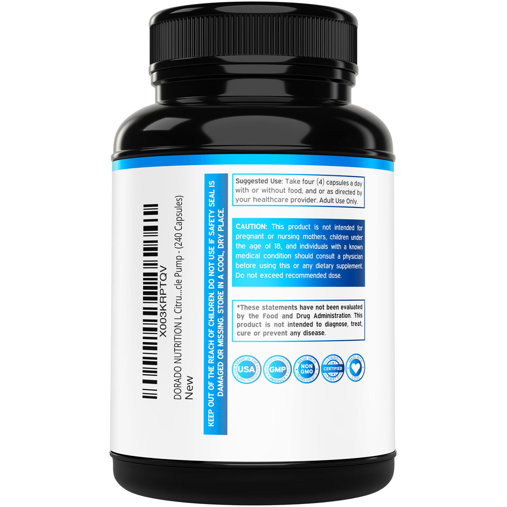 L Citrulline 3000mg Supplement (240 Capsules) Support L Arginine & Nitric Oxide Pills - L-Citrulline For Men & Women - Muscle Recovery & Pump Supplement