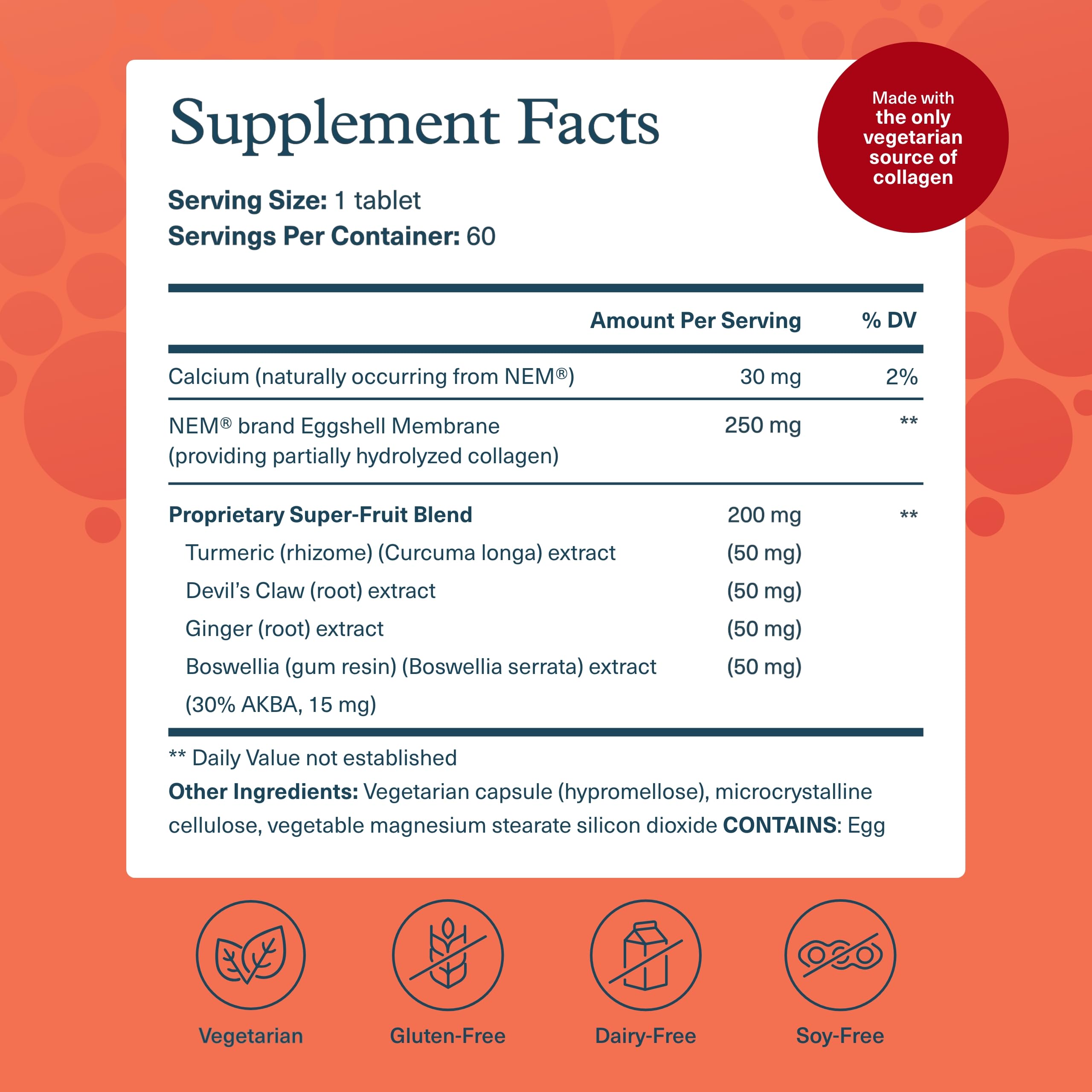 Youtheory Joint Collagen - Vegetarian Collagen Supplement with NEM Eggshell Membrane & Boswellia Extract - Dairy, Soy & Gluten Free - 60 Vegetarian Capsules Youtheory Au supplements