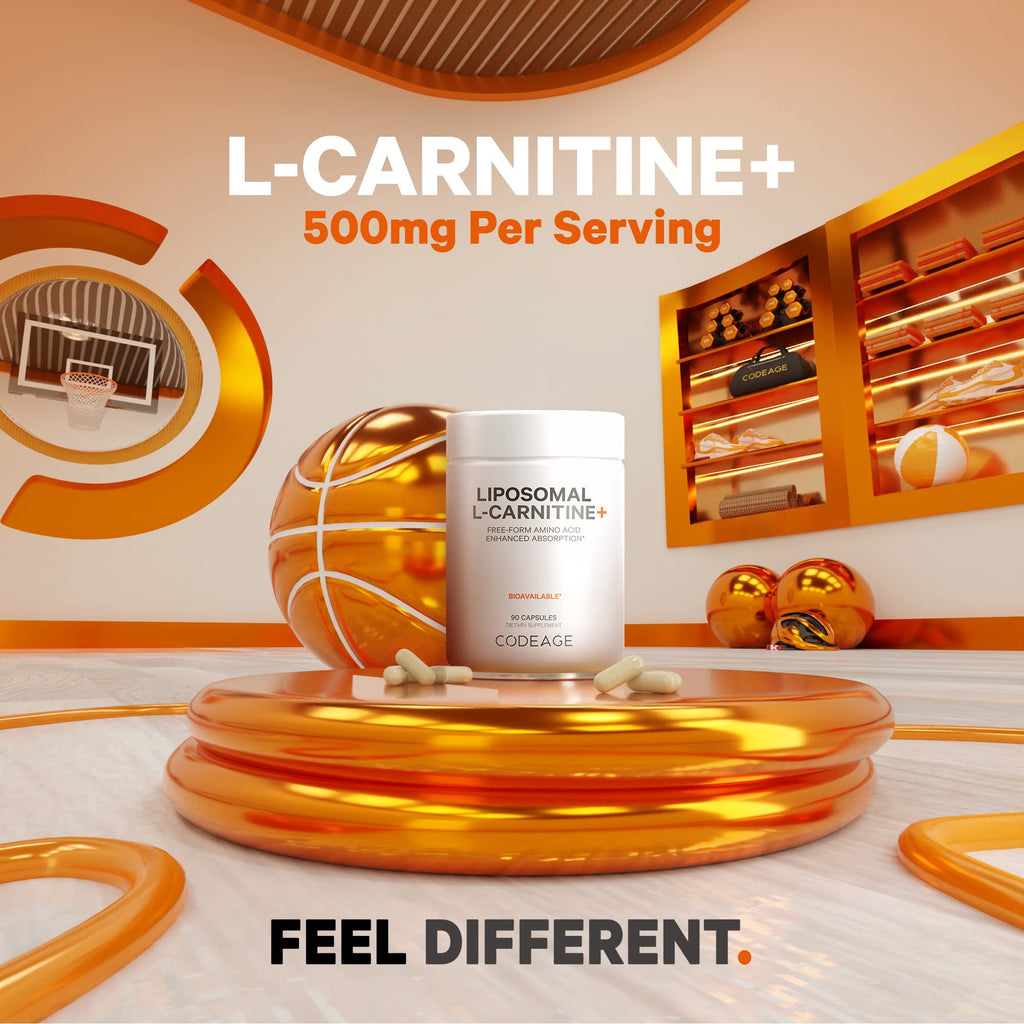 Codeage Liposomal L-Carnitine+ Supplement - 500 mg L-Carnitine L-Tartrate per Serving - Free-Form Amino Acid - Carnitine - Liposomal Delivery - Vegan, Non-GMO, Gluten-Free - 90 Capsules Codeage Au supplements