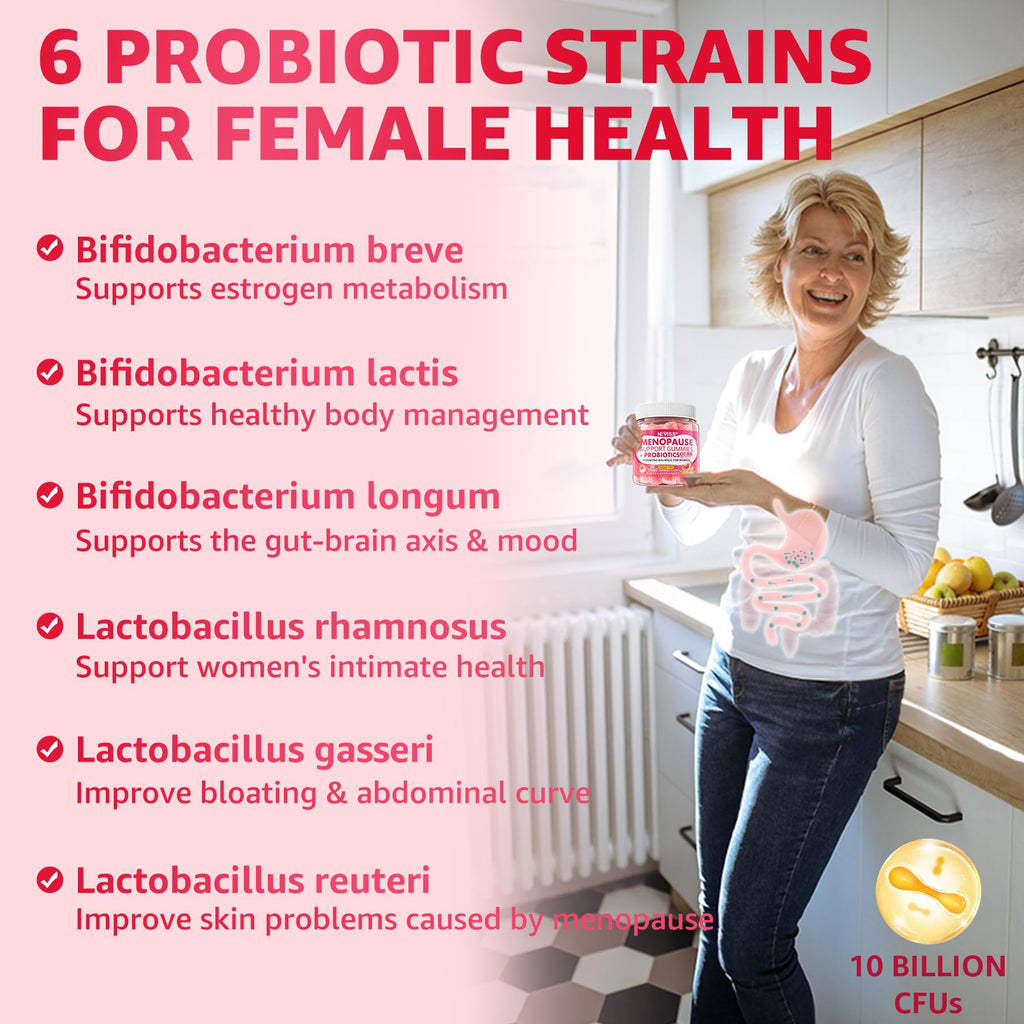 Sugar Free Menopause Supplement Gummies for Women, Menopause Probiotics (10 Billion CFU) Filled Gummy with Ashwagandha, Dong Quai & Black Cohosh for Hot Flashes, Night Sweats, Mood Swings, Gut Health NEVISS Au supplements