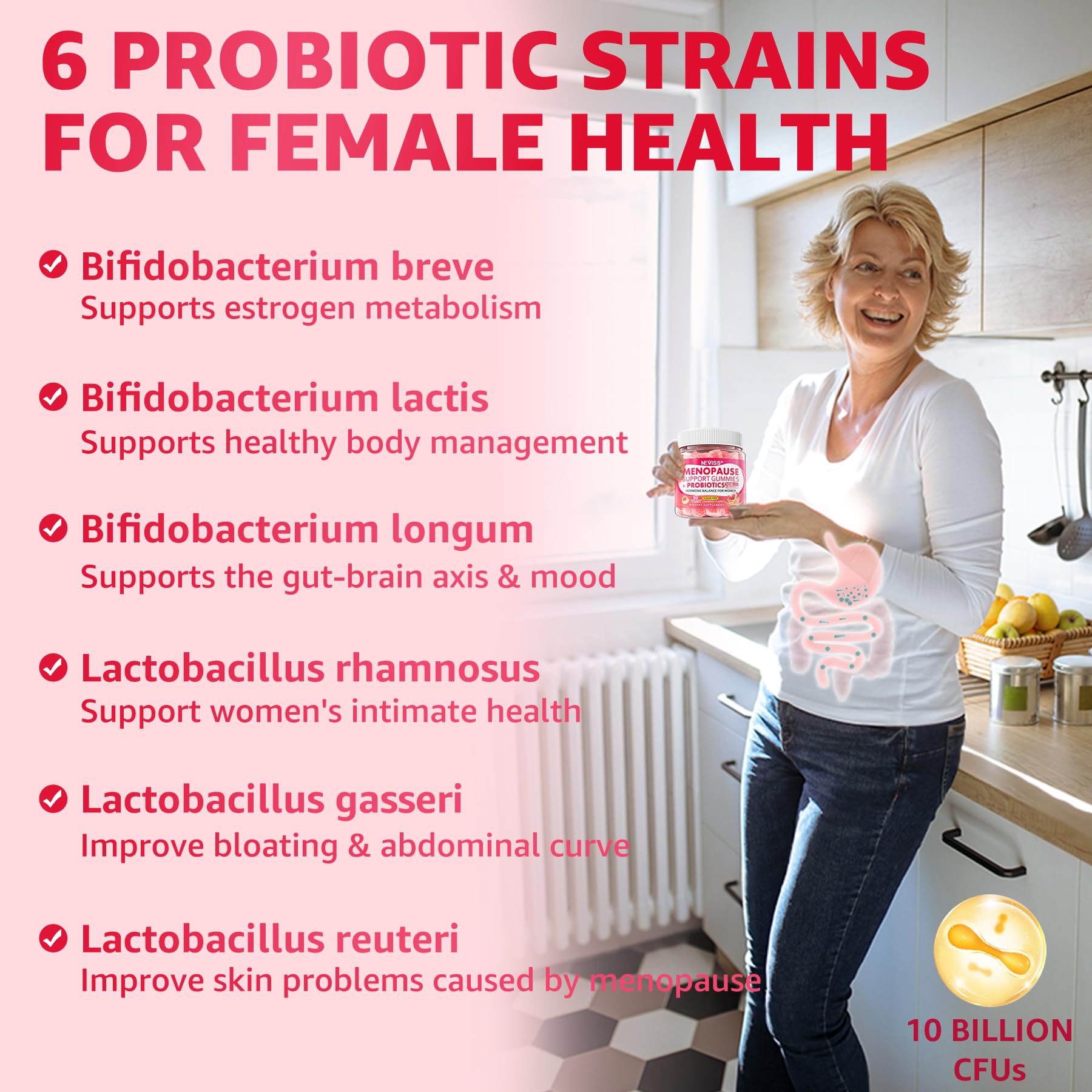 Sugar Free Menopause Supplement Gummies for Women, Menopause Probiotics (10 Billion CFU) Filled Gummy with Ashwagandha, Dong Quai & Black Cohosh for Hot Flashes, Night Sweats, Mood Swings, Gut Health NEVISS Au supplements