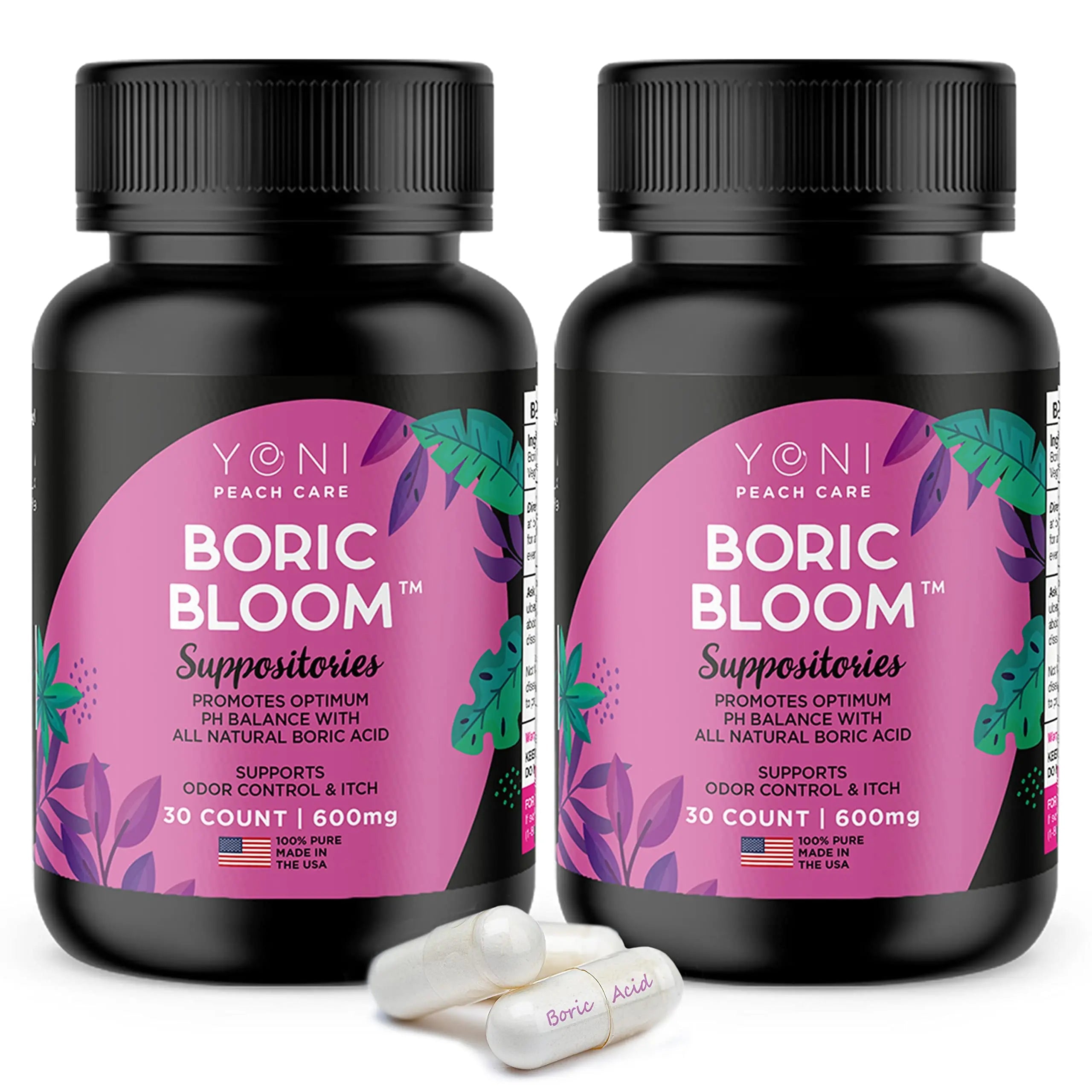 Boric Acid Suppositories - Vaginial Suppository Bacterial Vaginosis, pH Balance for Women Pills Yoni Peach Care Au supplements