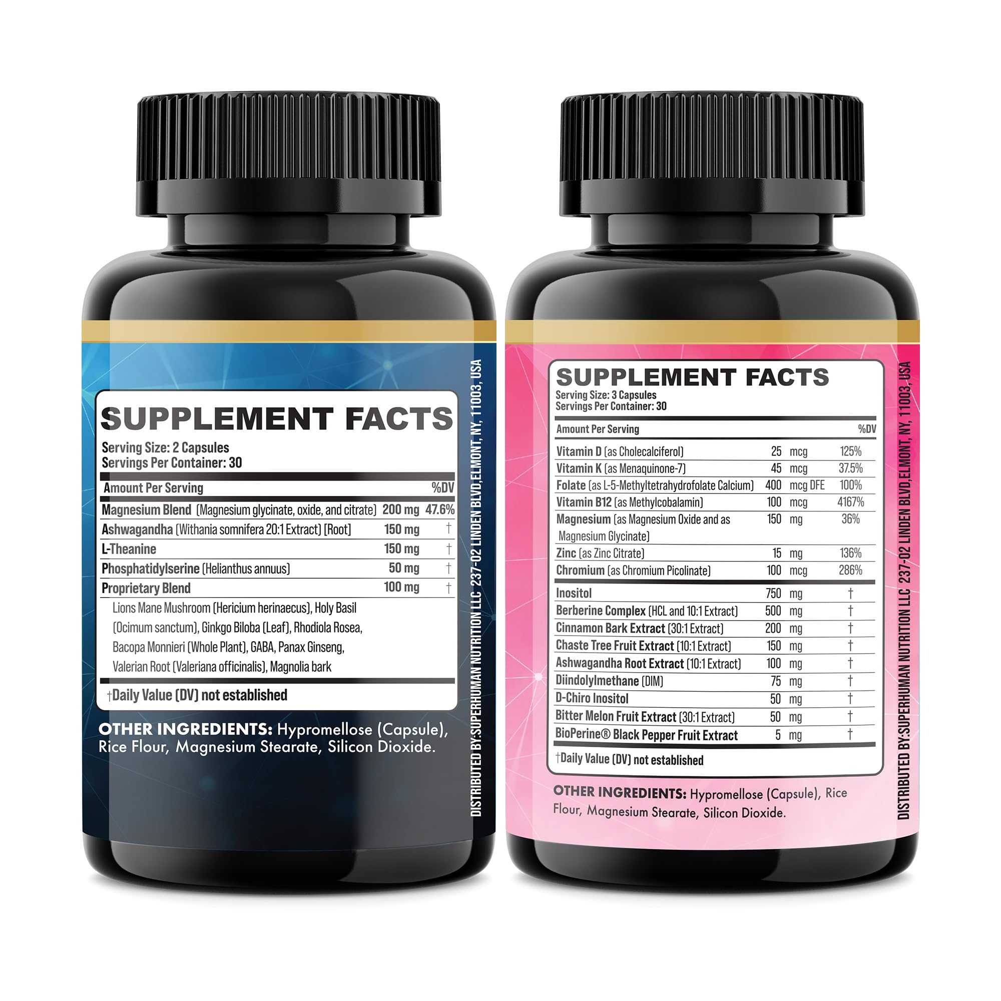 Parrox Cortisol & Myo-Inositol Supplement Bundle, Soothe & Smooth Bundle, 13-in-1 Cortisol Balance, Magnesium, Ashwagandha, L-Theanine, D-Chiro Inositol, Folate, Berberine, Chasteberry (150 Capsules) Parrox Au supplements