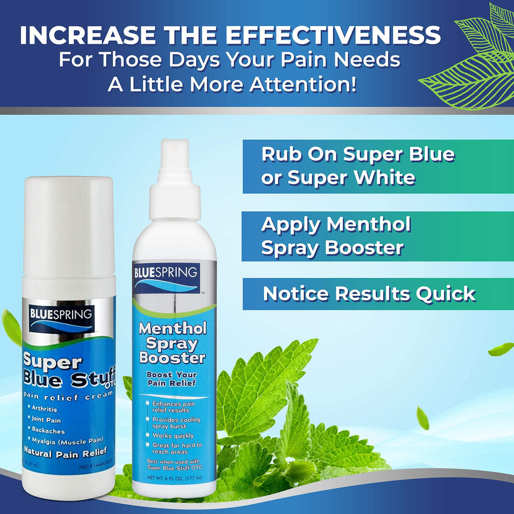Super Blue Stuff Natural Pain Relief roll on with Emu Oil by BlueSpring- Pain relief rub Anti Inflammatory Analgesic Cream for Back, Knee, Joint, Muscle, Arthritis, and neck Pain Relief- 3 Oz roll-on. Emu Therapy Au supplements