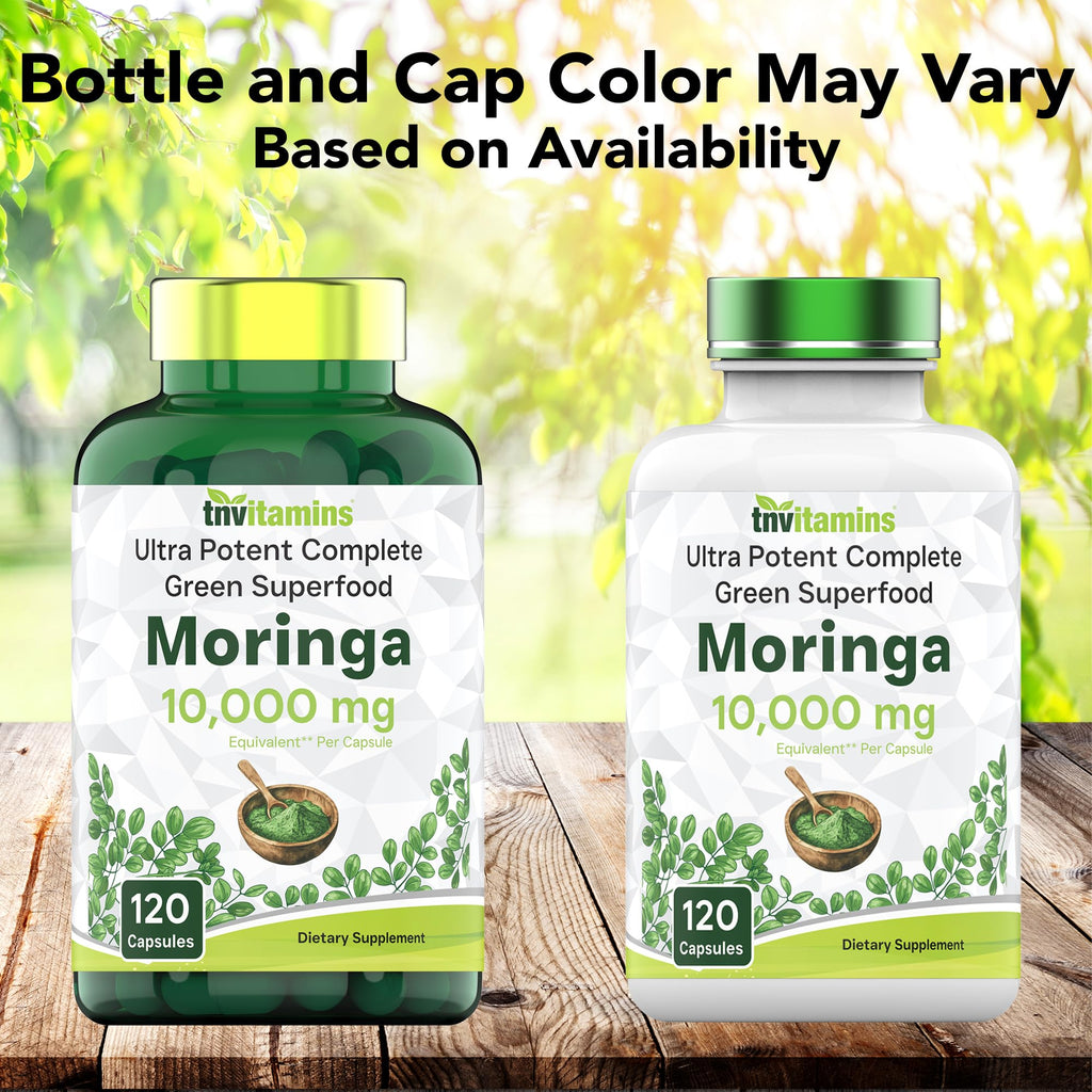 tnvitamins Moringa Capsules 10,000 mg - 120 Capsules | High Potency Moringa Leaf Extract Superfood Supplement for Energy