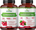 Zazzee Ultimate Urinary Tract Support Bundle | Super Concentrated Proanthocyanidin Cranberry Extract Capsules Plus D-Mannose 1000mg Capsules for UT & Bladder Cleansing (60 Servings Each) Zazzee Au supplements
