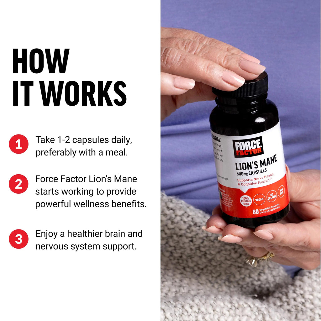 Force Factor Lion’s Mane Supplement Capsules, Memory & Focus Supplement Force Factor Au supplements