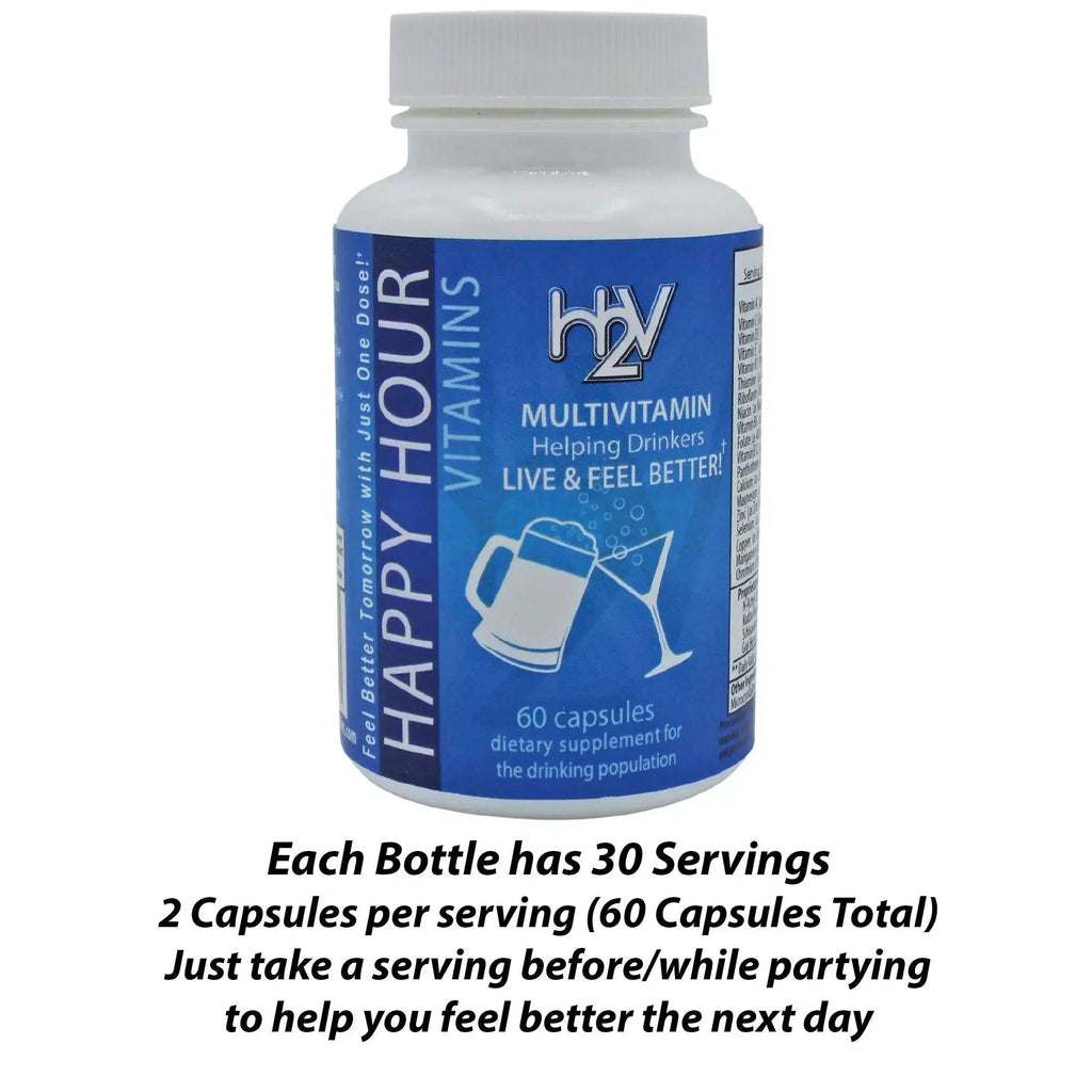 Happy Hour Vitamins Bottle - Multivitamin Formulated for Better Mornings – Live & Feel Better with Milk Thistle, Prickly Pear Cactus Happy Hour Vitamins Au supplements