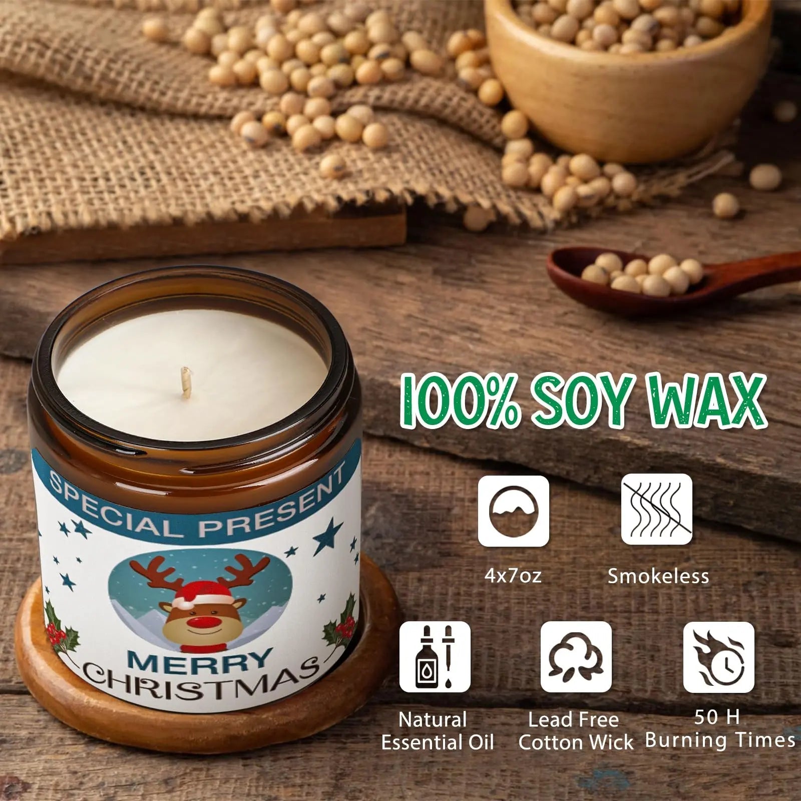 Christmas Candle Set Scented Candle Gift Set, 4 Pack 28 oz Christmas Scented Candles Over 180 Hours YINUO LIGHT Au supplements