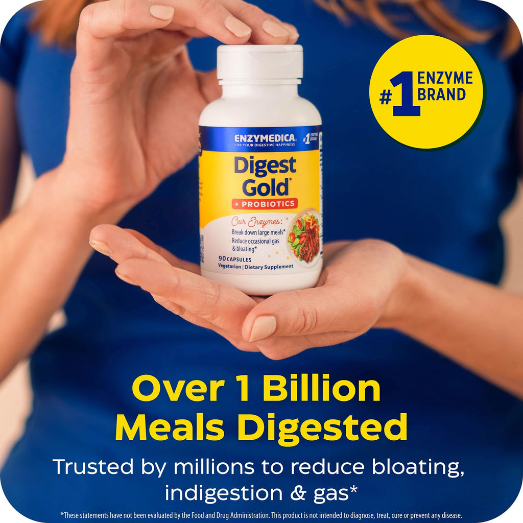 Enzymedica Digest Gold + Probiotics - Digestive Enzyme Supplement for Women & Men, Enzyme and Probiotic Capsules for Digestion, Gut Health Support,