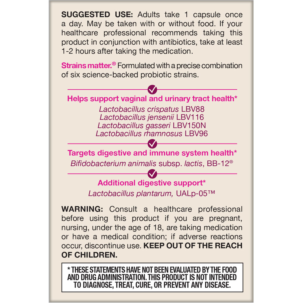 Jarrow Formulas Fem-Dophilus Advanced Vaginal & Digestive Probiotics 10 Billion CFU with 6 Science Backed Strains, for Vaginal, Urinary Tract
