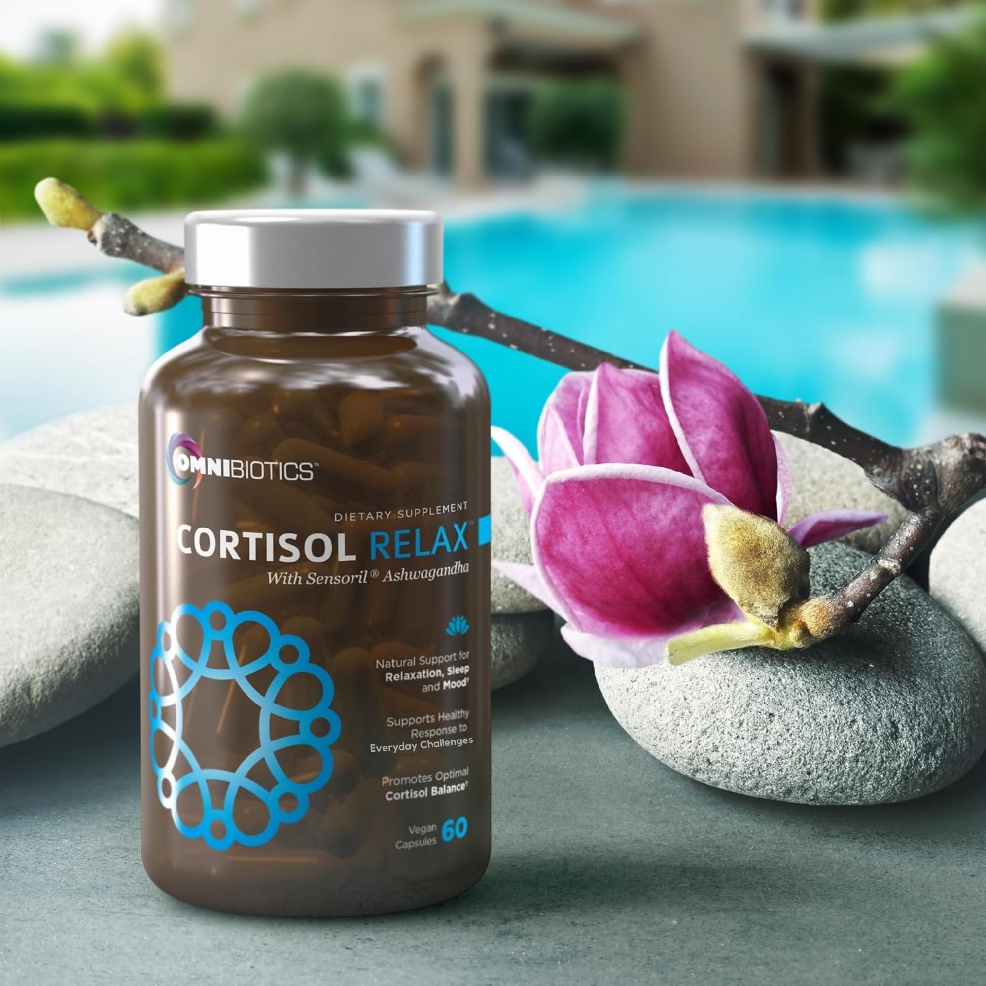 OmniBiotics Cortisol Supplement for Women and Men - High Cortisol Manager with Ashwagandha, L-Theanine, Magnolia Extract, Phosphatidylserine to Support Relaxation, Calm, Detox - 60 Vegan Capsules OmniBiotics Au supplements