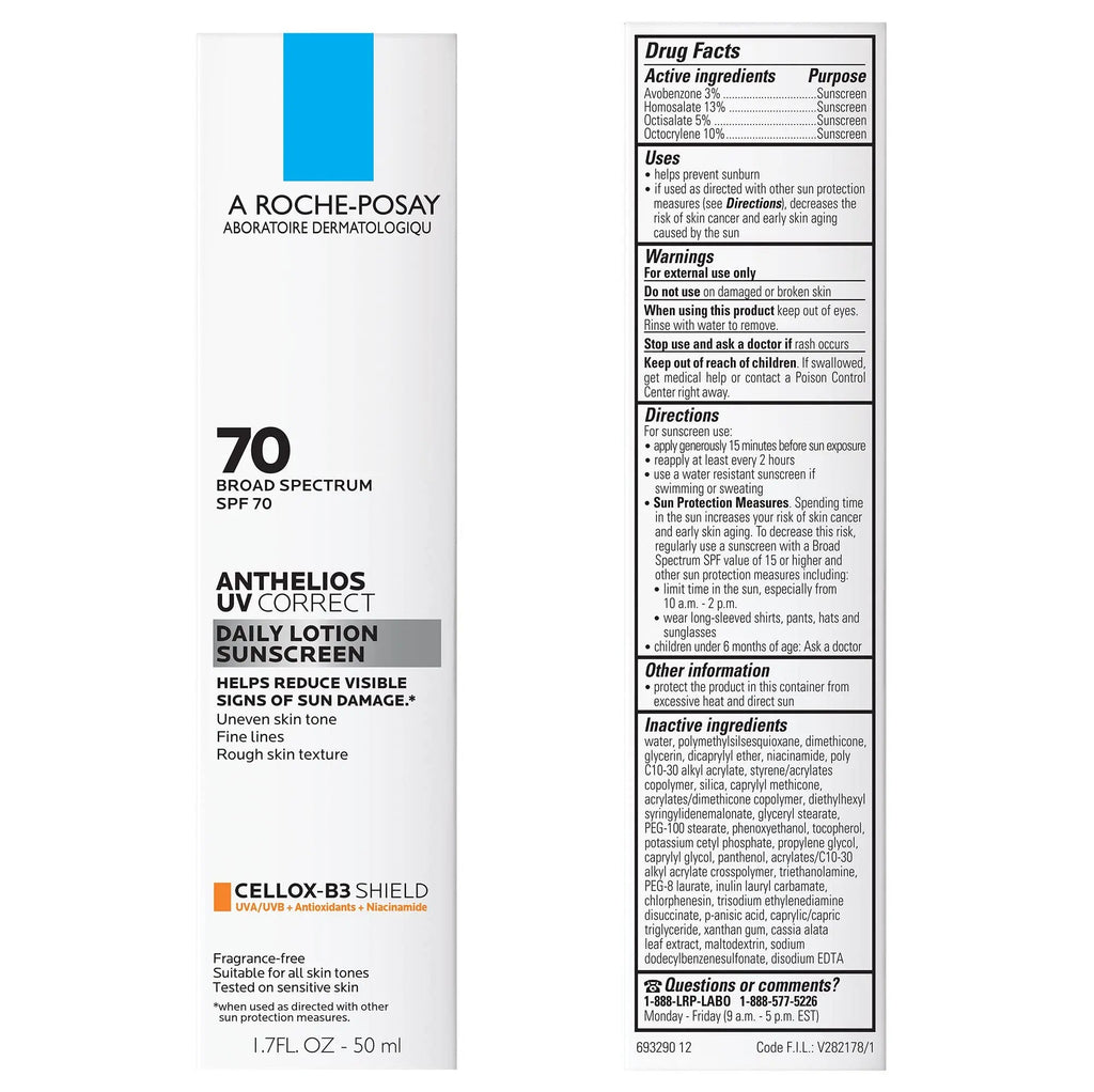 La Roche-Posay Anthelios UV Correct Sunscreen Moisturizer SPF 70, Daily Anti-Aging Face Moisturizer with Niacinamide La Roche-Posay Au supplements