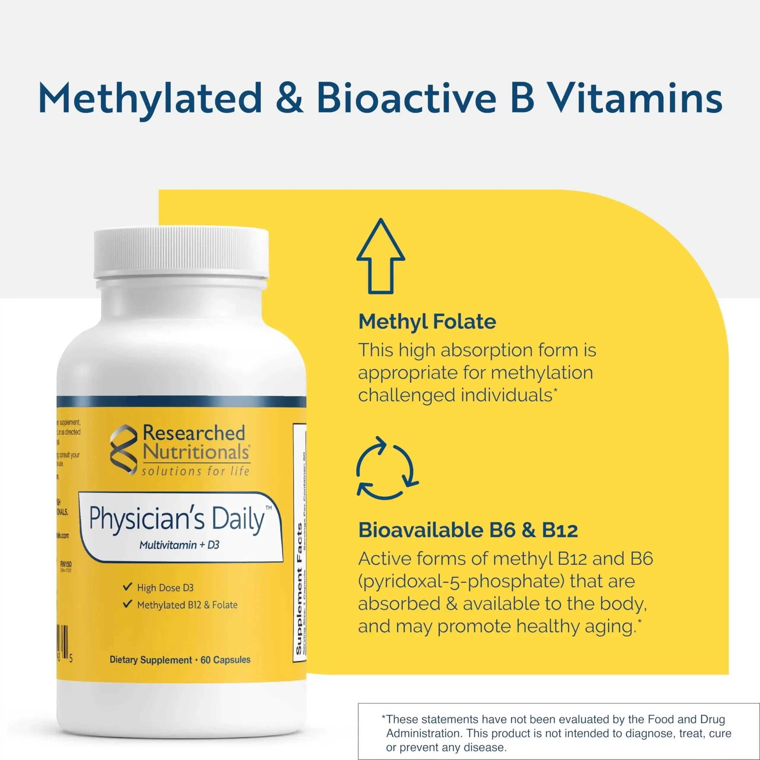 Researched Nutritionals Physician's Daily + D3 Supplement - Daily Multivitamin for Men and Women with Vitamin D3 2000iu Researched Nutritionals Au supplements