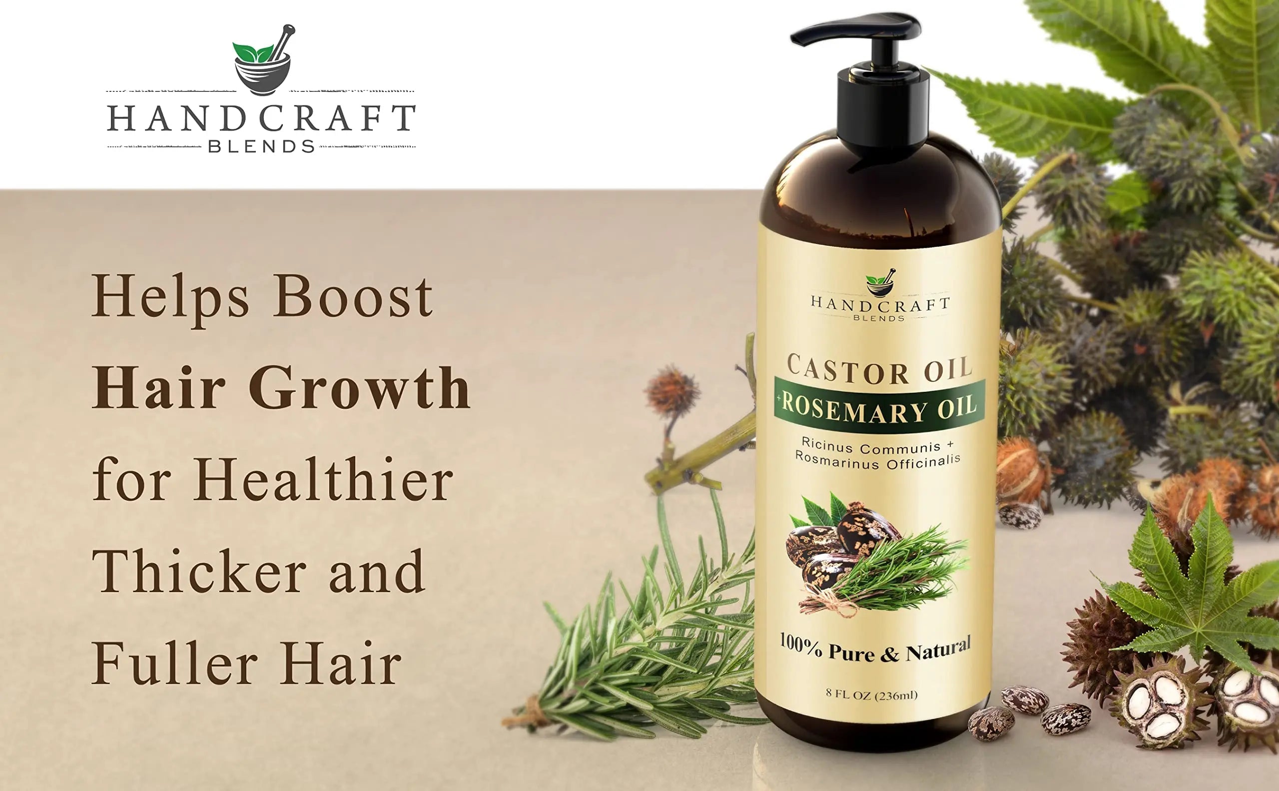 Handcraft Blends Castor Oil with Rosemary Oil for Hair Growth, Eyelashes, Eyebrows Handcraft Blends Au supplements