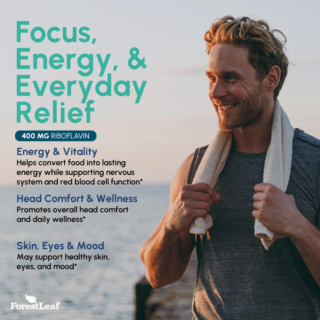 Vitamin B2 Riboflavin 400mg - Energy, Skin & Cellular Health Supplement - Nervous System Support - Vitamin B 2 Vit B - Non-GMO & Gluten Free - B2 Vitamin 400mg