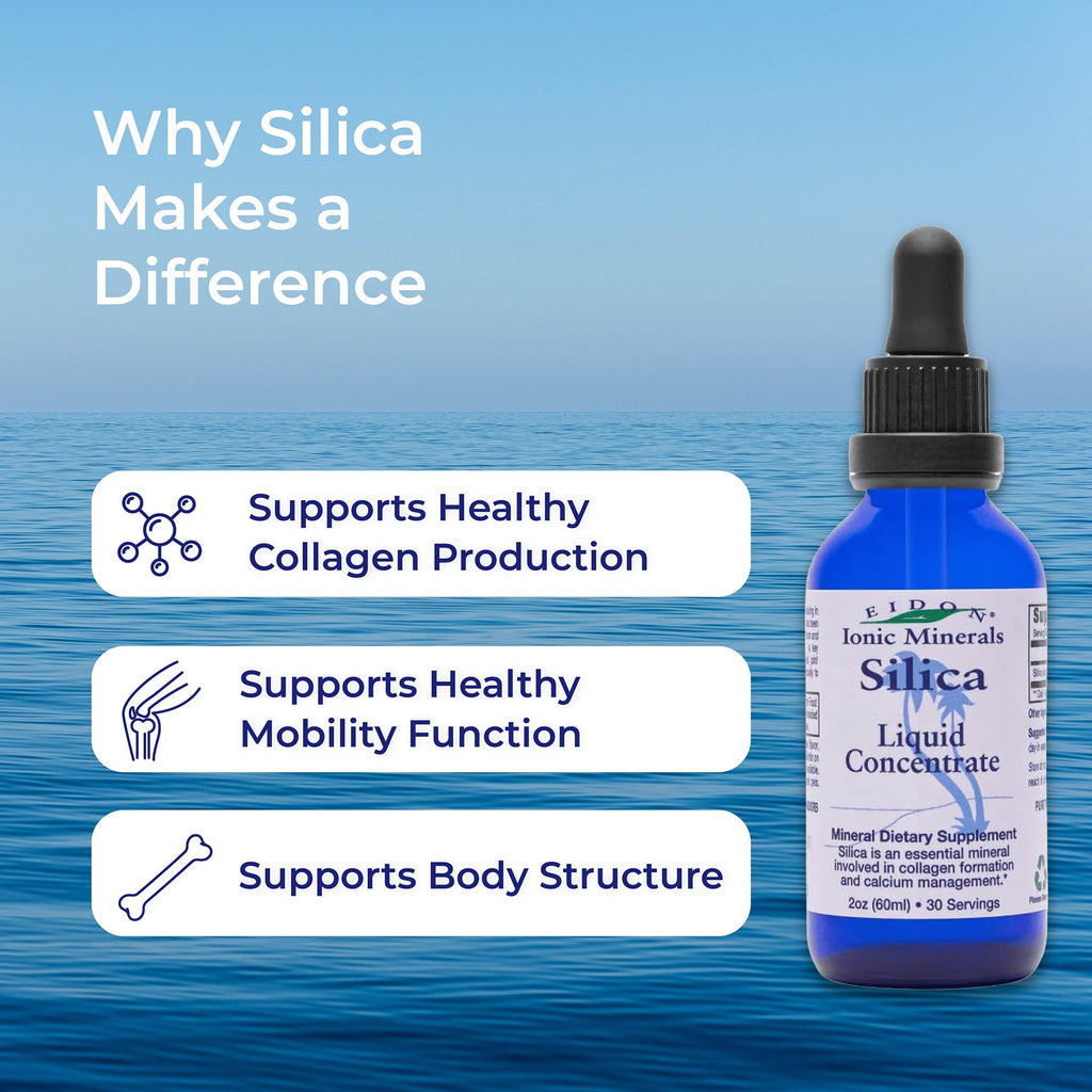 Eidon Liquid Silica Mineral Concentrate - Silica Supplement for Hair, Skin, and Nails, Supplement Drops to Support Collagen Production & Hair Loss
