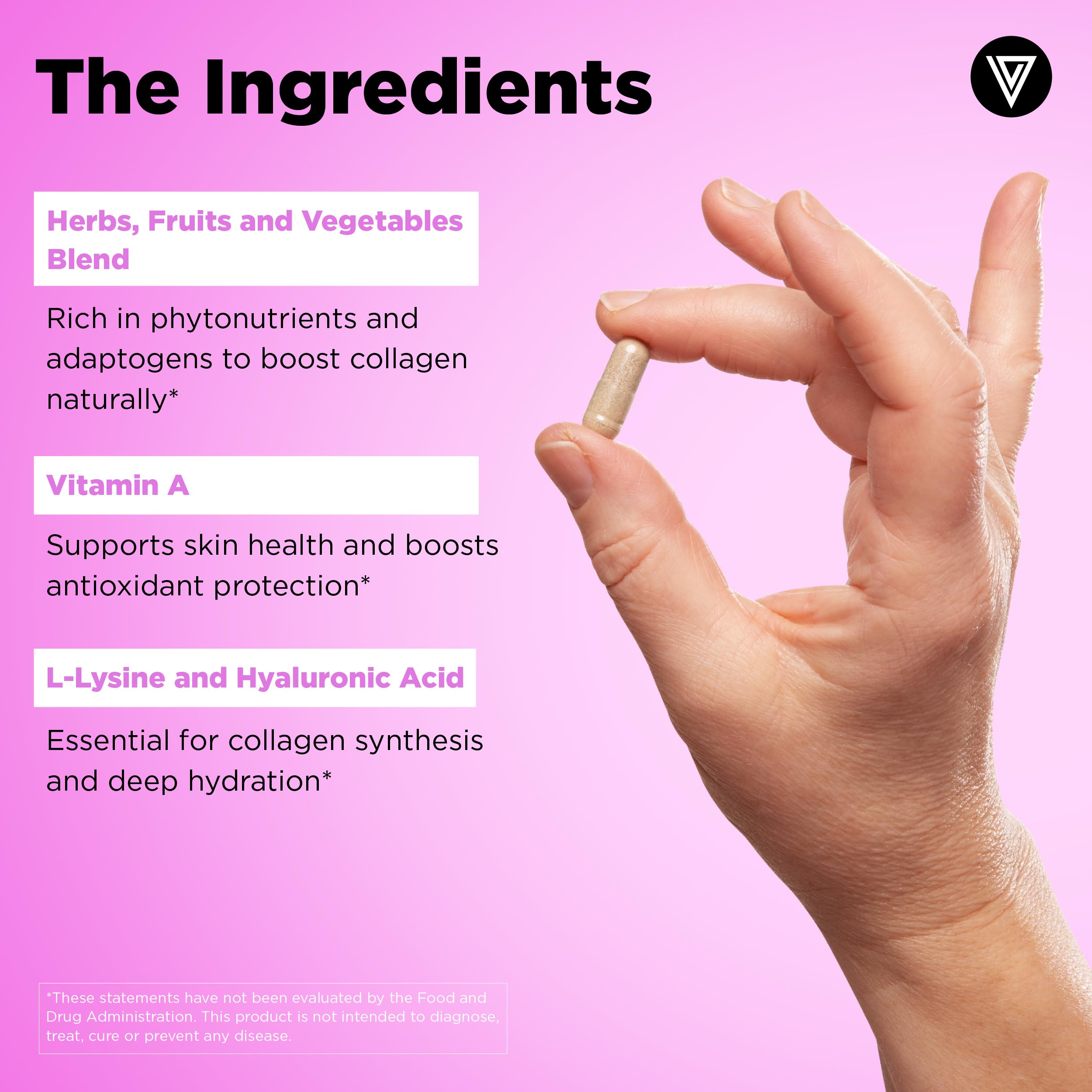 Vital Vitamins Vegan Collagen Booster - with Silica and Hyaluronic Acid - Plant-Based Collagen Supplements