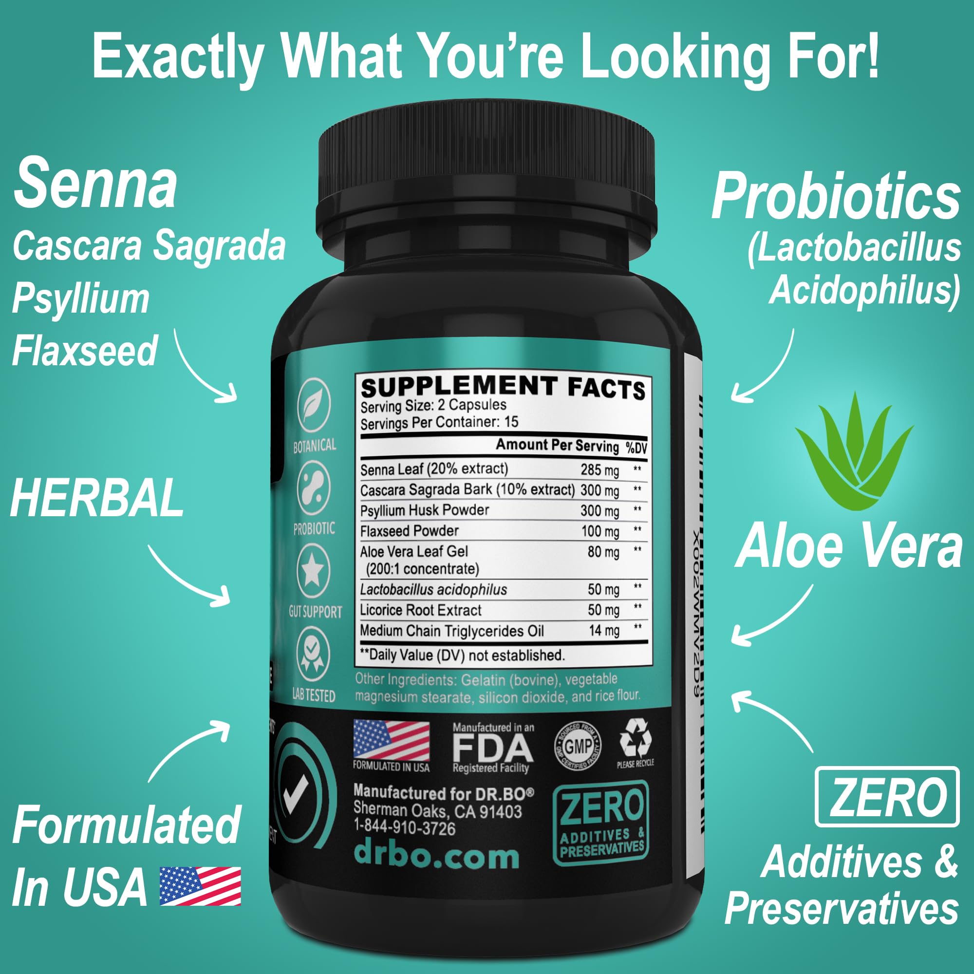Colon Cleanser Detox for Weight Flush - 15 Day Intestinal Cleanse Pills & Probiotic - Fast Natural Laxative for Constipation Relief - Bowel Movement Supplements for Stomach Bloating, Gut Loss Support DR. BO Au supplements