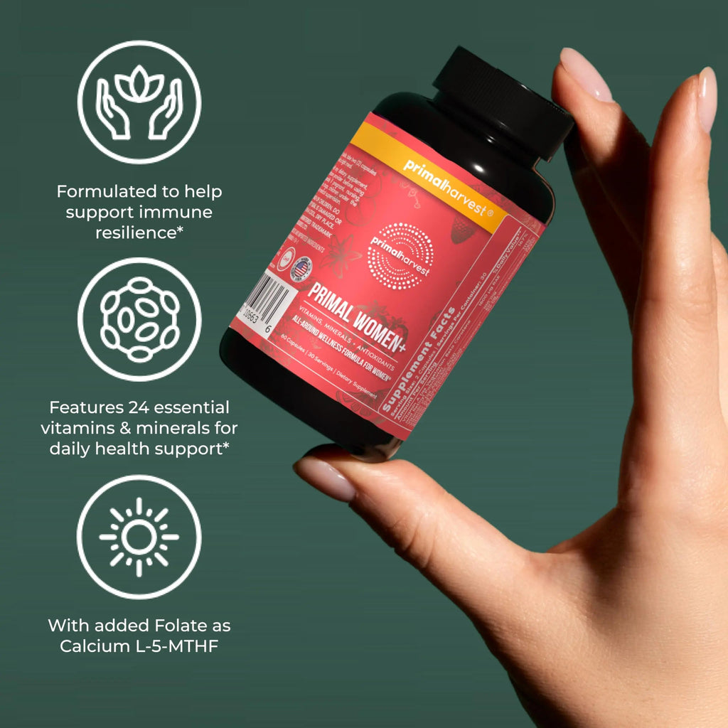 Primal Harvest Women+, Woman's Multivitamin Vitamin A, Vitamin C, Vitamin D and E, Vitamin B12, B6, Biotin Primal Harvest Au supplements