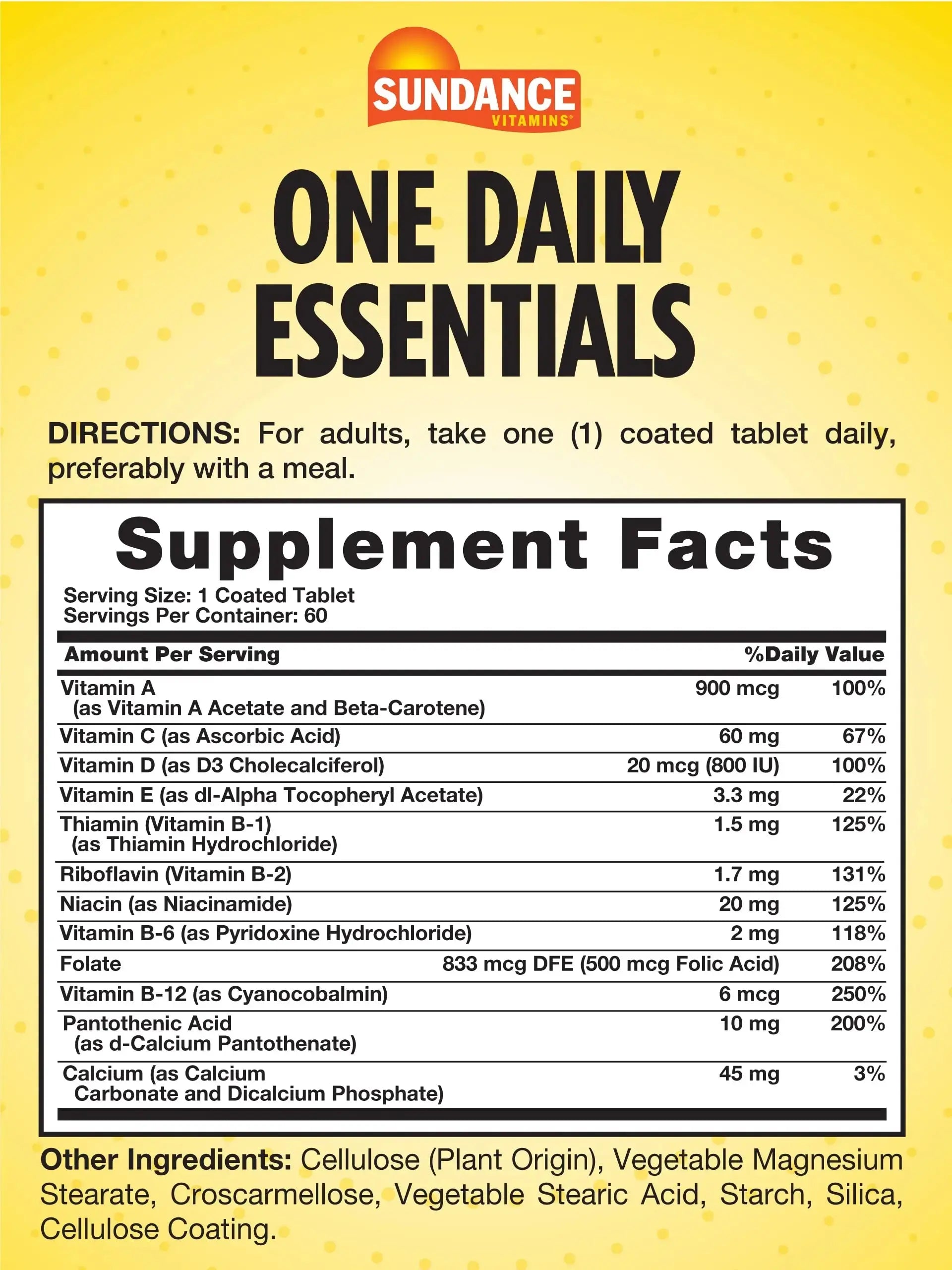 Sundance Daily Multivitamin for Adults | 60 Tablets | High Potency Formula | Non-GMO and Gluten Free Supplement Sundance Au supplements