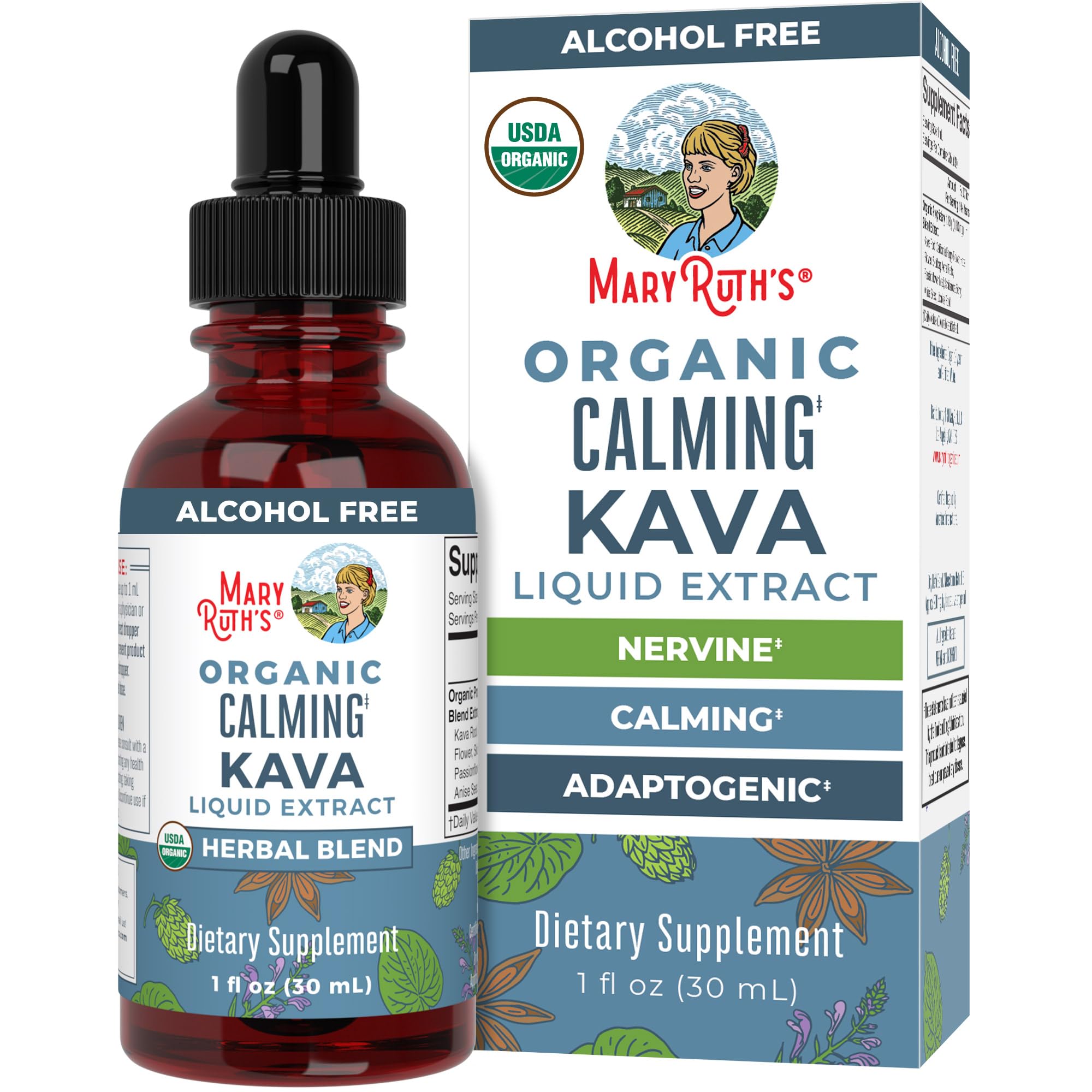 MaryRuth Organics, Herbal Supplement Drop, Calmness & Relaxation, Pack of 1, USDA Kava Root, Sugar/Gluten Free, Support Sleep, Calm & Stress Relief, Vegan, Non-GMO, 30 Servings MARYRUTH'S Au supplements