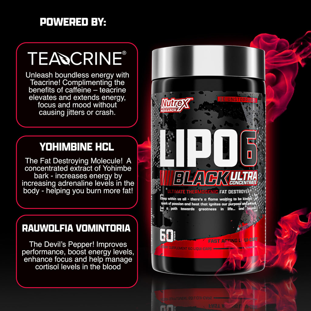 Nutrex Research Lipo-6 Black Ultra Concentrate | Thermogenic Energizing  Supplement, Increase , Energy & Intense Focus |Capsule, 60Count