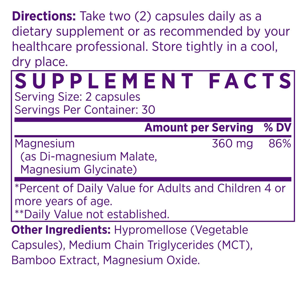 NAOMI Mighty Mg Magnesium Glycinate & Malate Complex 360mg, High Absorption Formula, Elemental Magnesium Supports Heart Health, Strong Bones, Better Sleep, Gluten-Free, Non-GMO, Vegan, 60 Veggie Caps NAOMI Au supplements