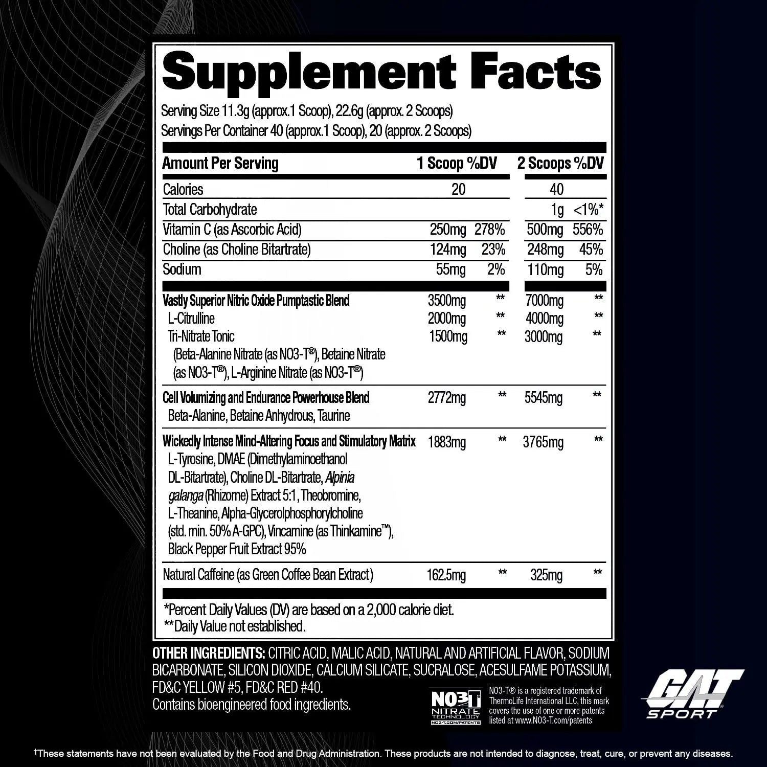 GAT SPORT Nitraflex Black Pre-Workout Powder, Extreme Pre-Training Formula for Men GAT SPORT Au supplements