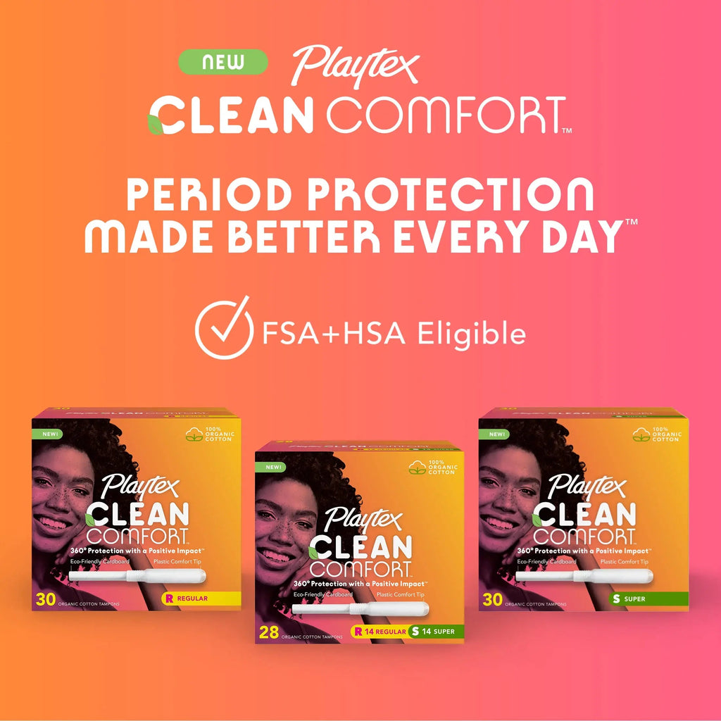 Playtex Clean Comfort Organic Cotton Tampons, Super Absorbency, Fragrance-Free, Organic Cotton PLAYTEX Au supplements