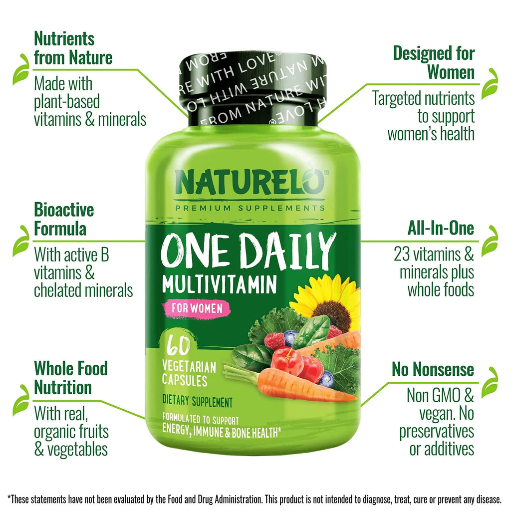 NATURELO Teen Multivitamin - Whole Food, 60 Capsules and One Daily Multivitamin for Women, 60 Capsules - 2 Month Supply Bundle NATURELO Au supplements