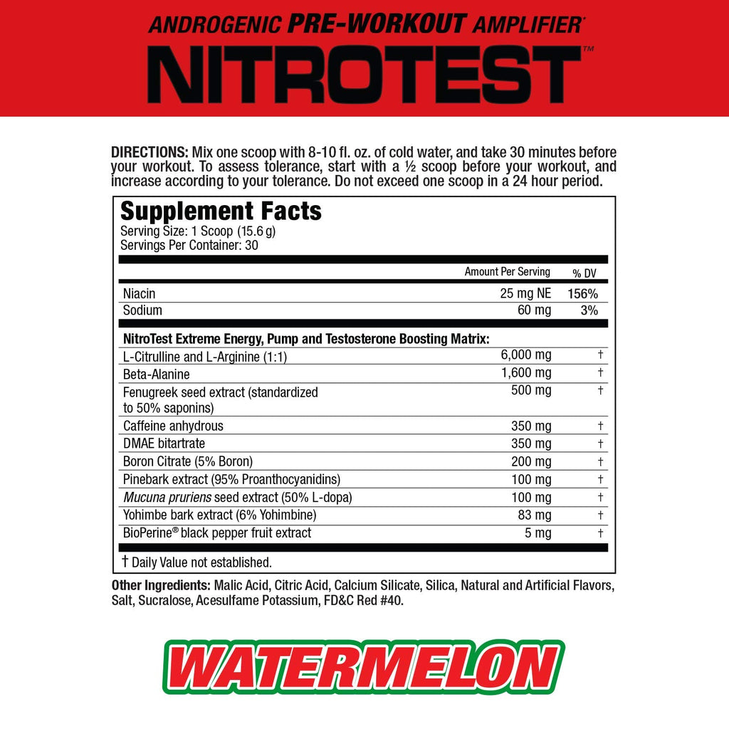 MuscleMeds Nitrotest Pre-Workout Supplement Drink, Boost Nitric Oxide, Testosterone MuscleMeds Au supplements