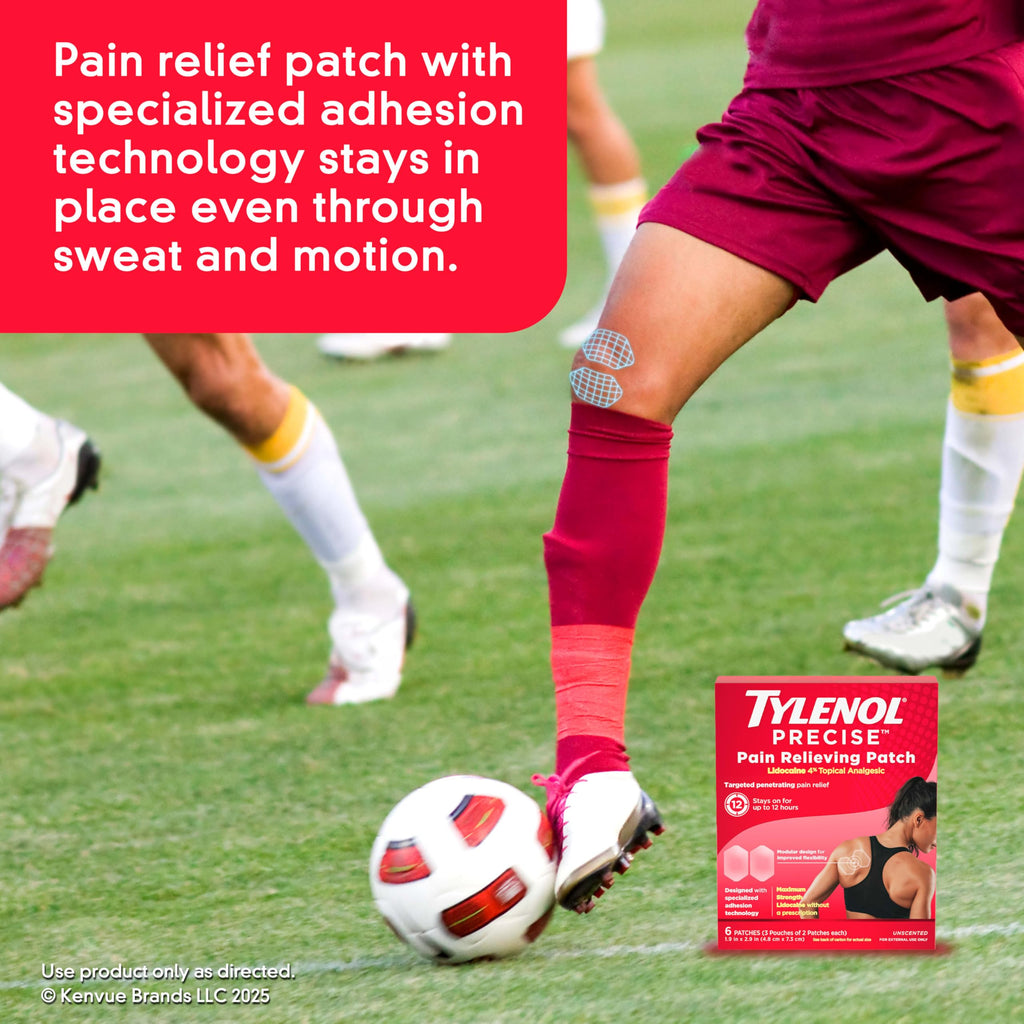 Tylenol Precise Pain Relieving Patches, Topical Analgesic Patches + Maximum OTC Strength Lidocaine Penetrates, Targeted Relief Ideal for Shoulder, Back & Knee Pain, Unscented, 3 x 2 ct Tylenol Au supplements